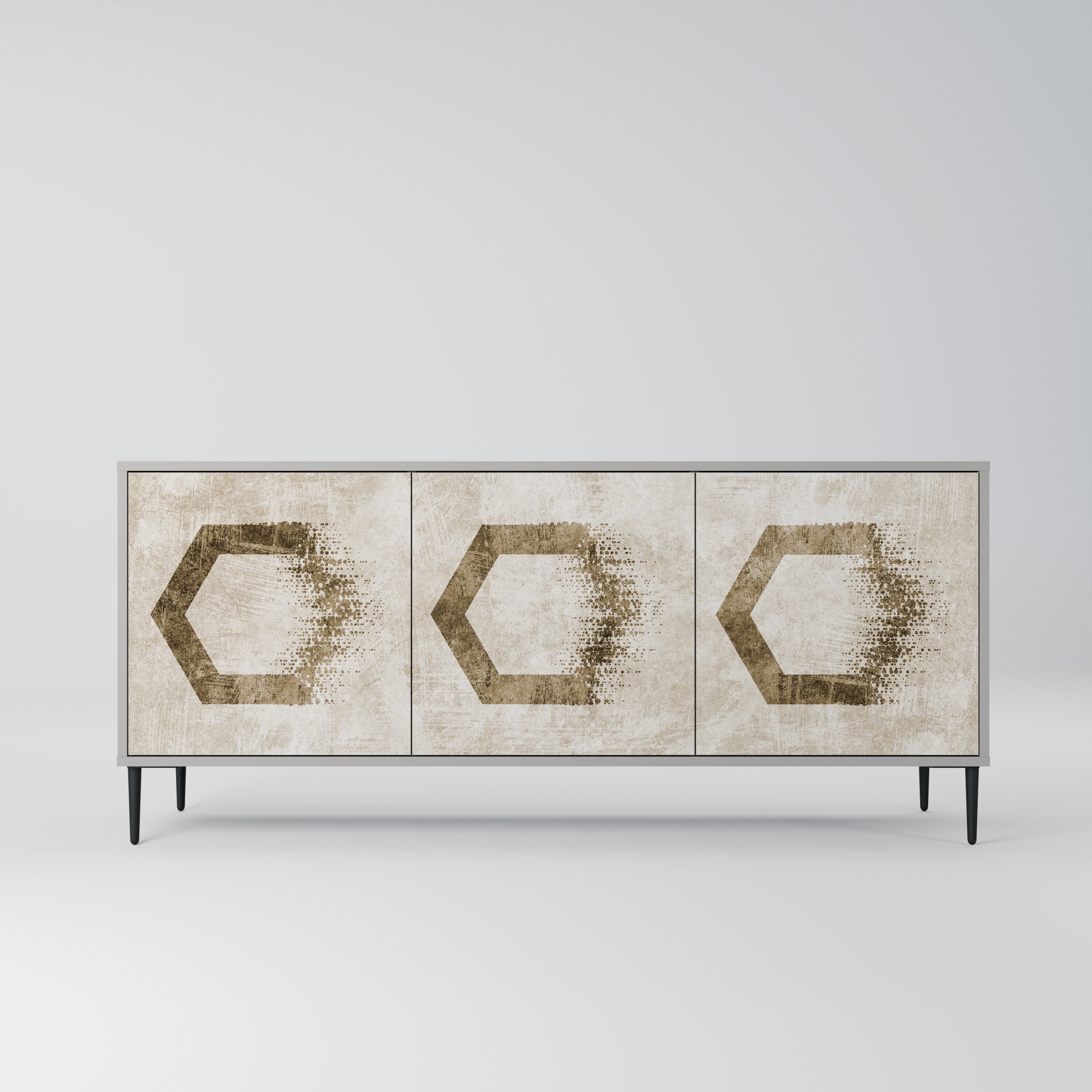 HEXAGONAL SHAPES 3-Door Sideboard in Grey Finish