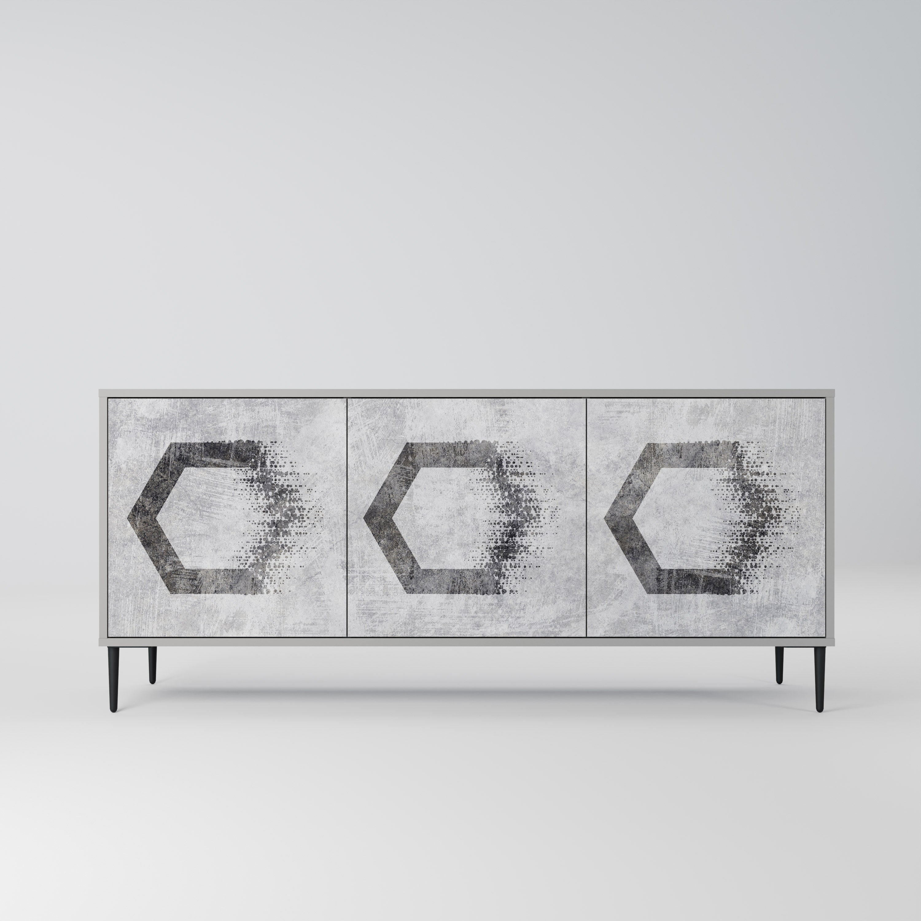 HEXAGONAL FIGURES 3-Door Sideboard in Grey Finish