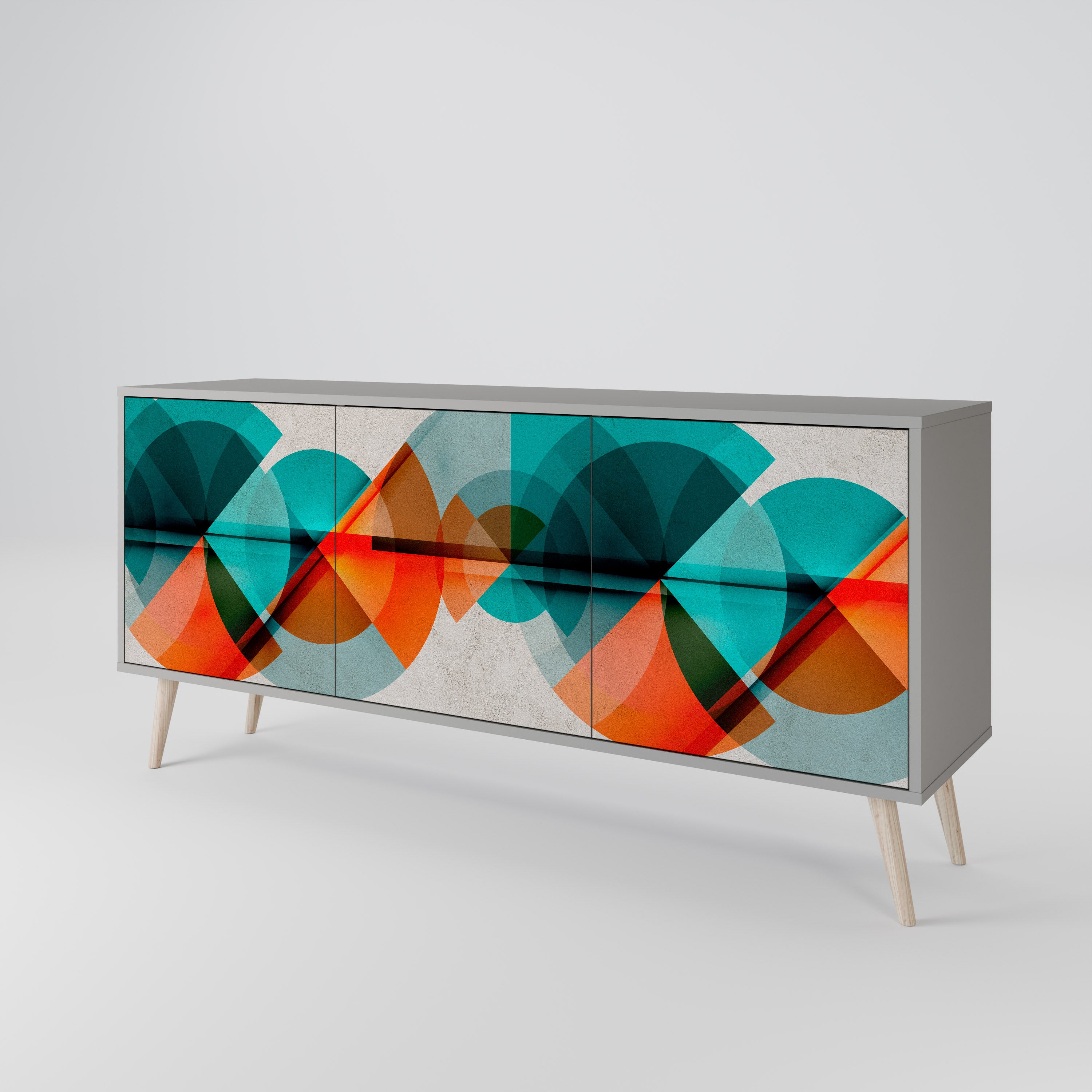 CIRCULAR RHAPSODY 3-Door Sideboard in Grey Finish
