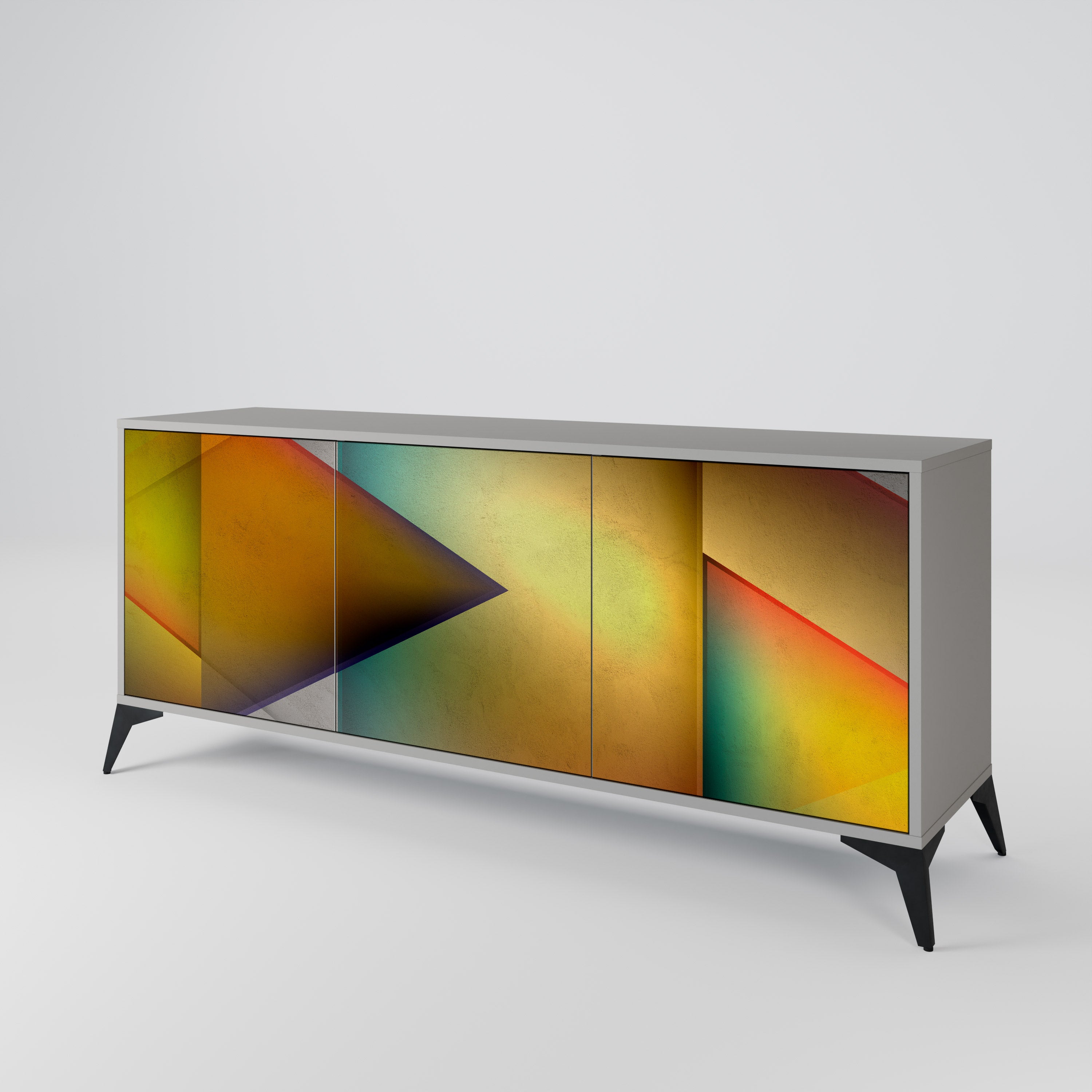 PIERCING SHARPNESS 3-Door Sideboard in Grey Finish