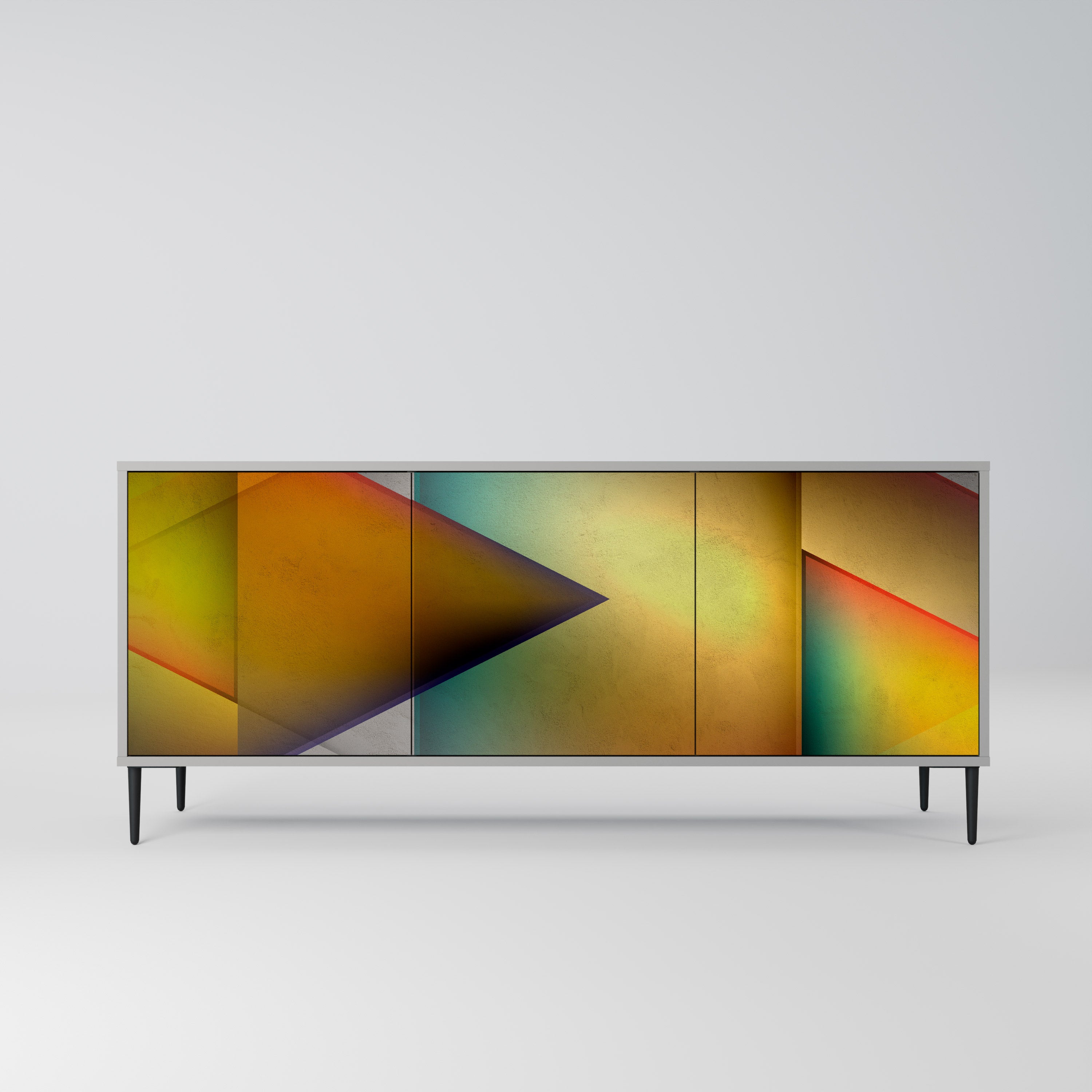 PIERCING SHARPNESS 3-Door Sideboard in Grey Finish