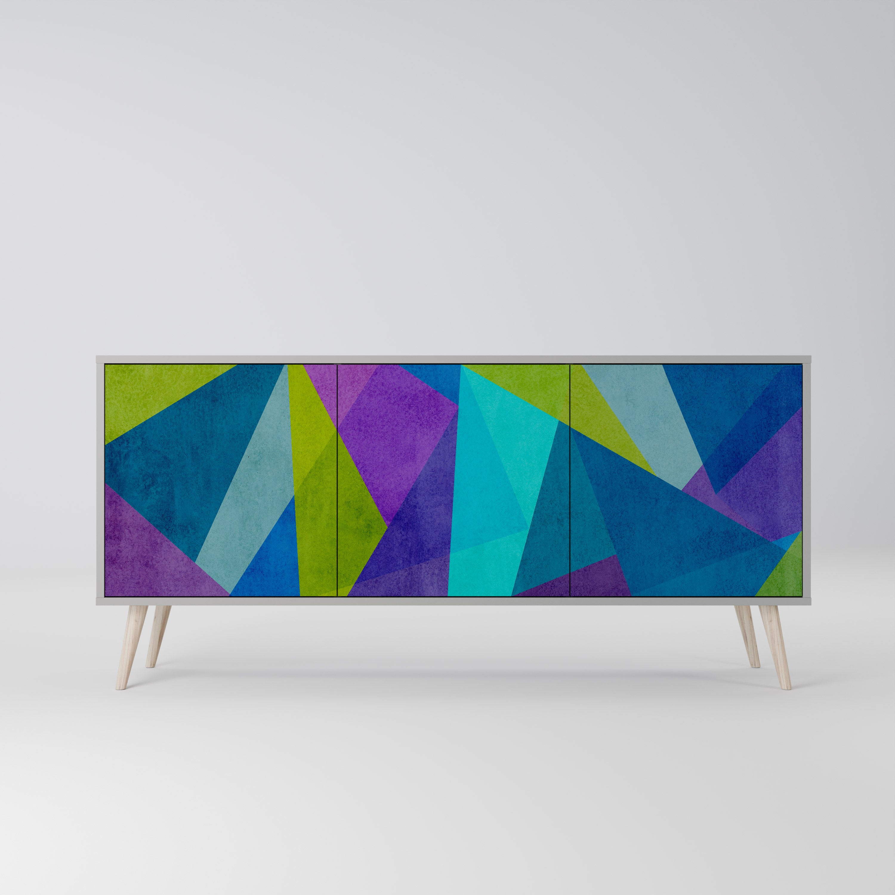 COLD SHOWCASE 3-Door Sideboard in Grey Finish