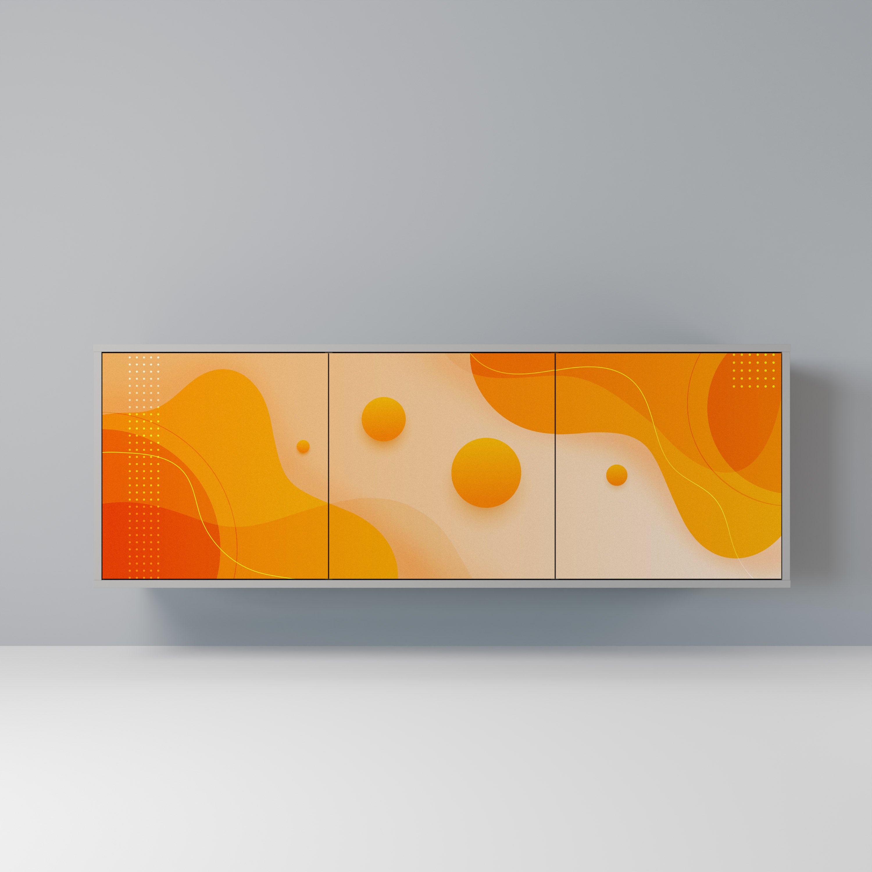 ORANGE ARRANGEMENT 3-Door Sideboard in Grey Finish