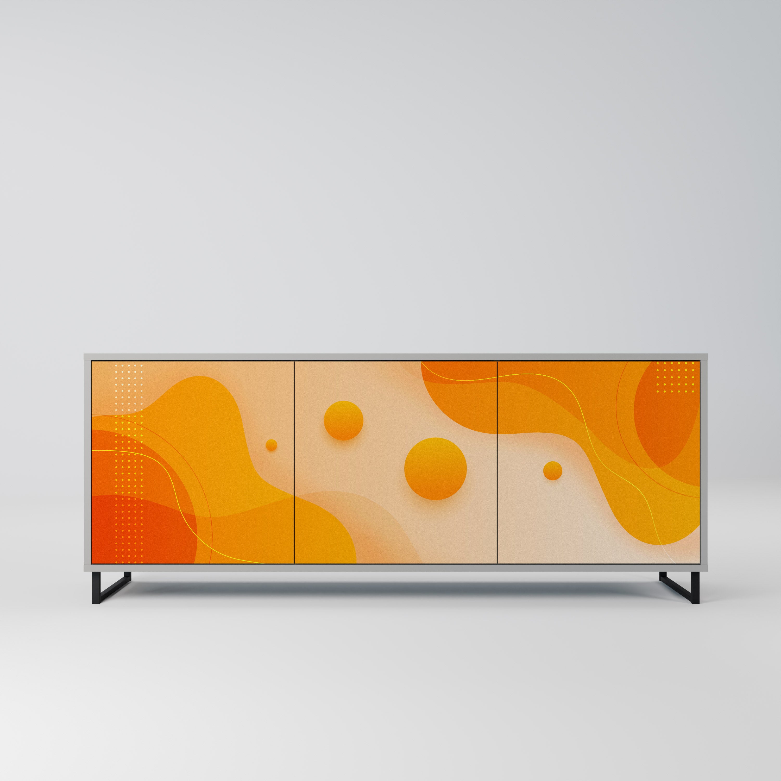 ORANGE ARRANGEMENT 3-Door Sideboard in Grey Finish