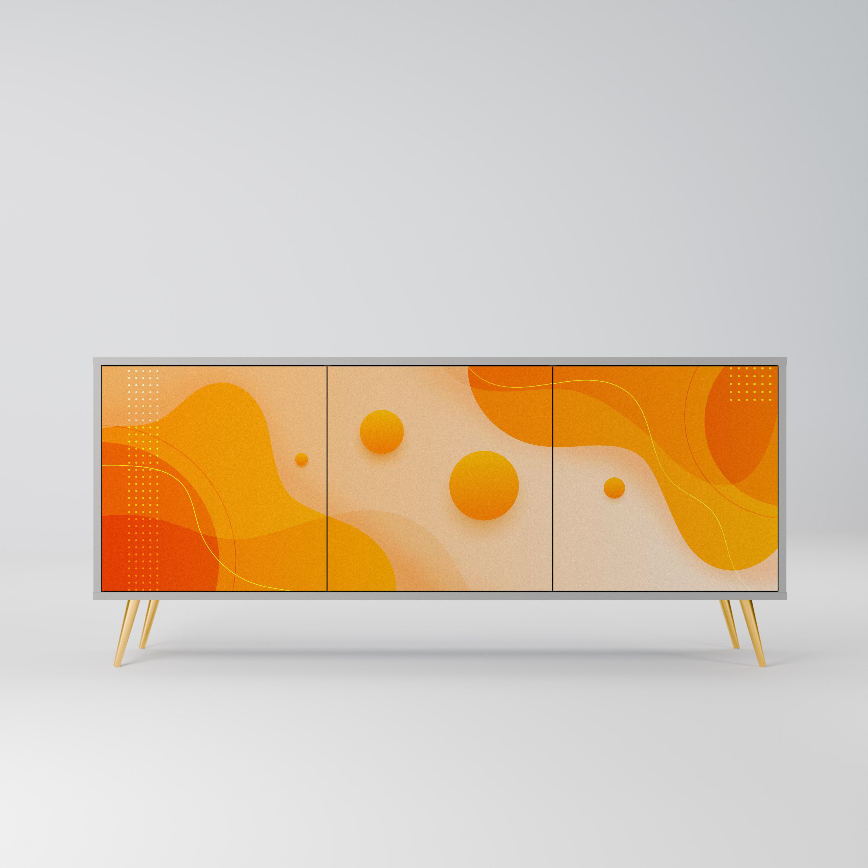 ORANGE ARRANGEMENT 3-Door Sideboard in Grey Finish
