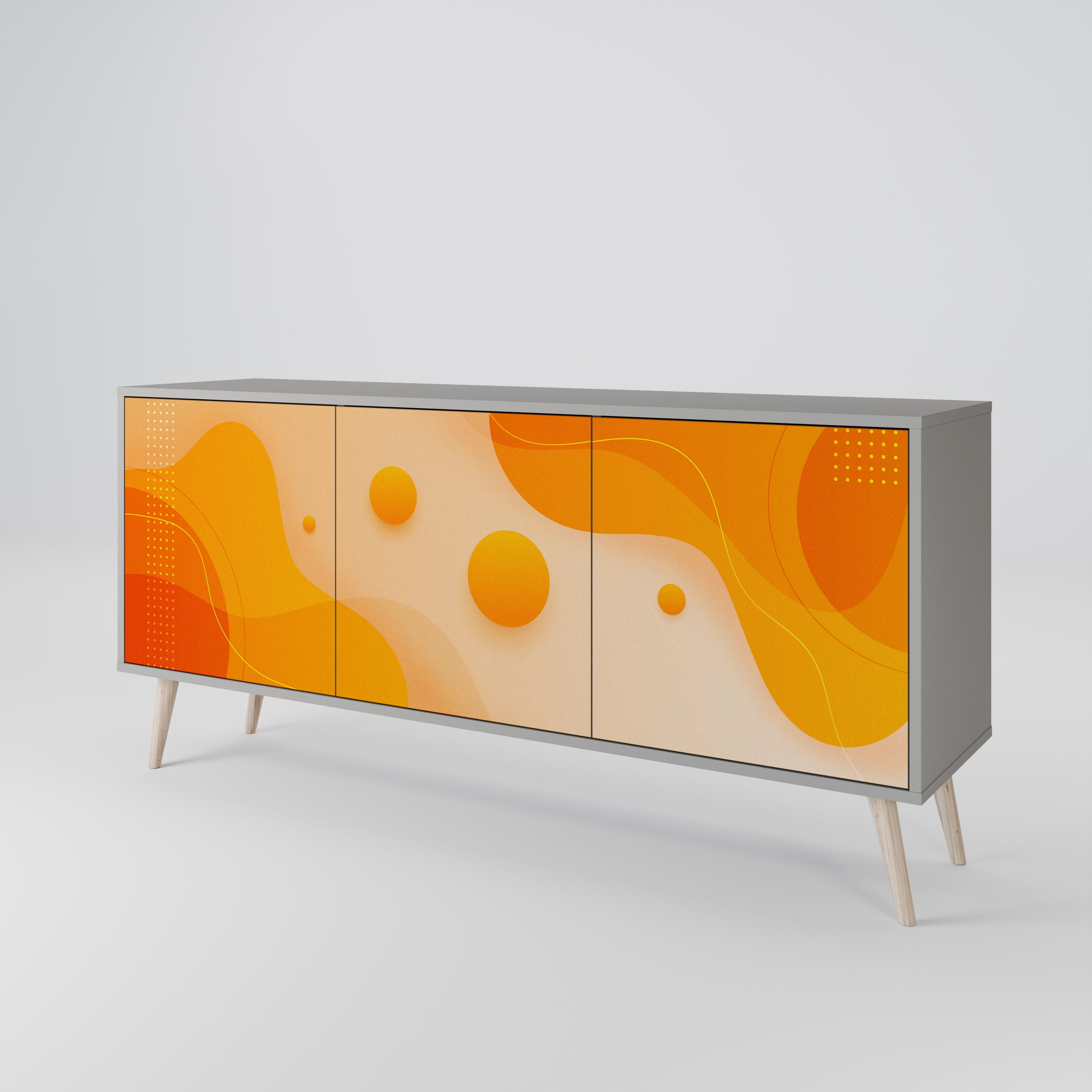 ORANGE ARRANGEMENT 3-Door Sideboard in Grey Finish