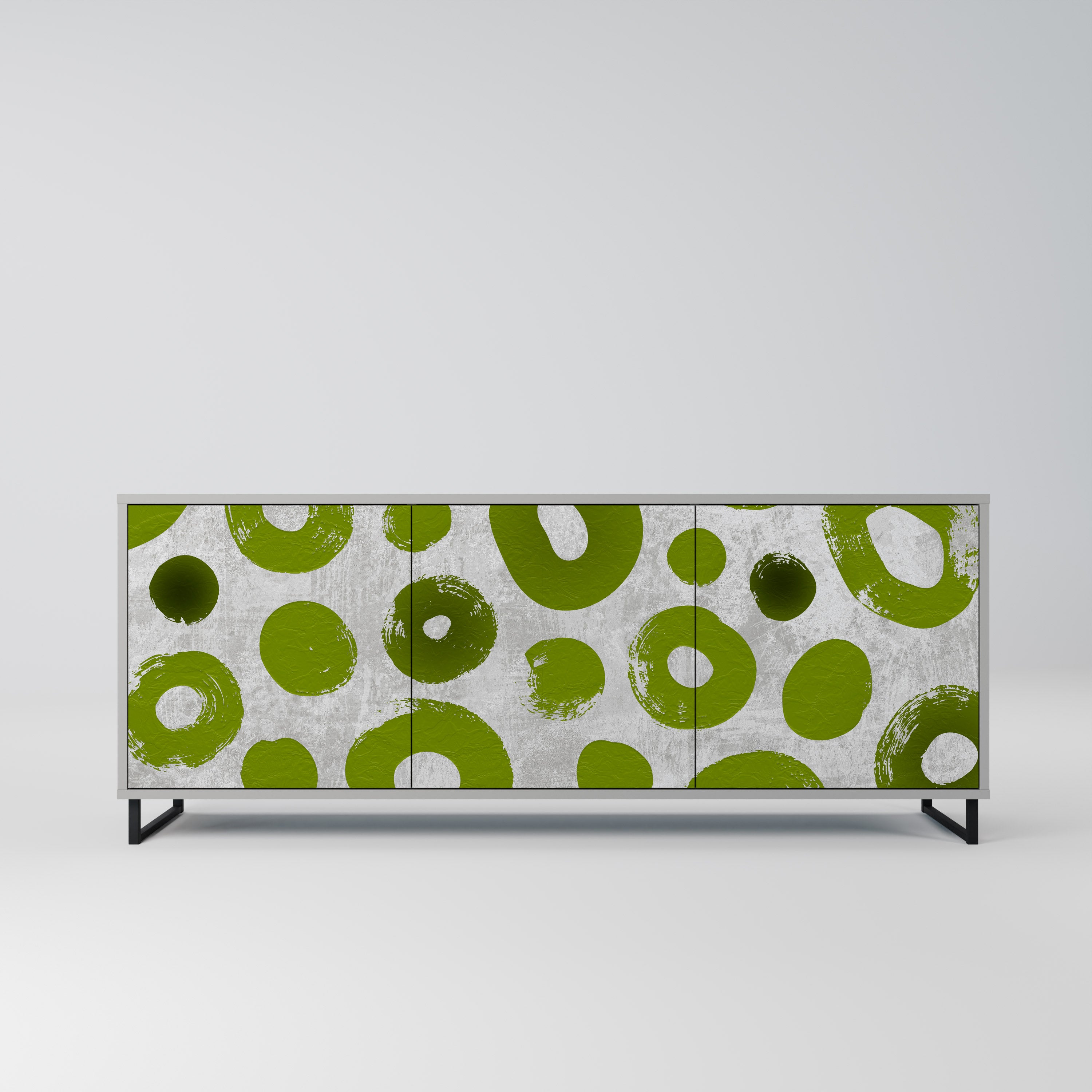 GREEN RHAPSODY 3-Door Sideboard in Grey Finish