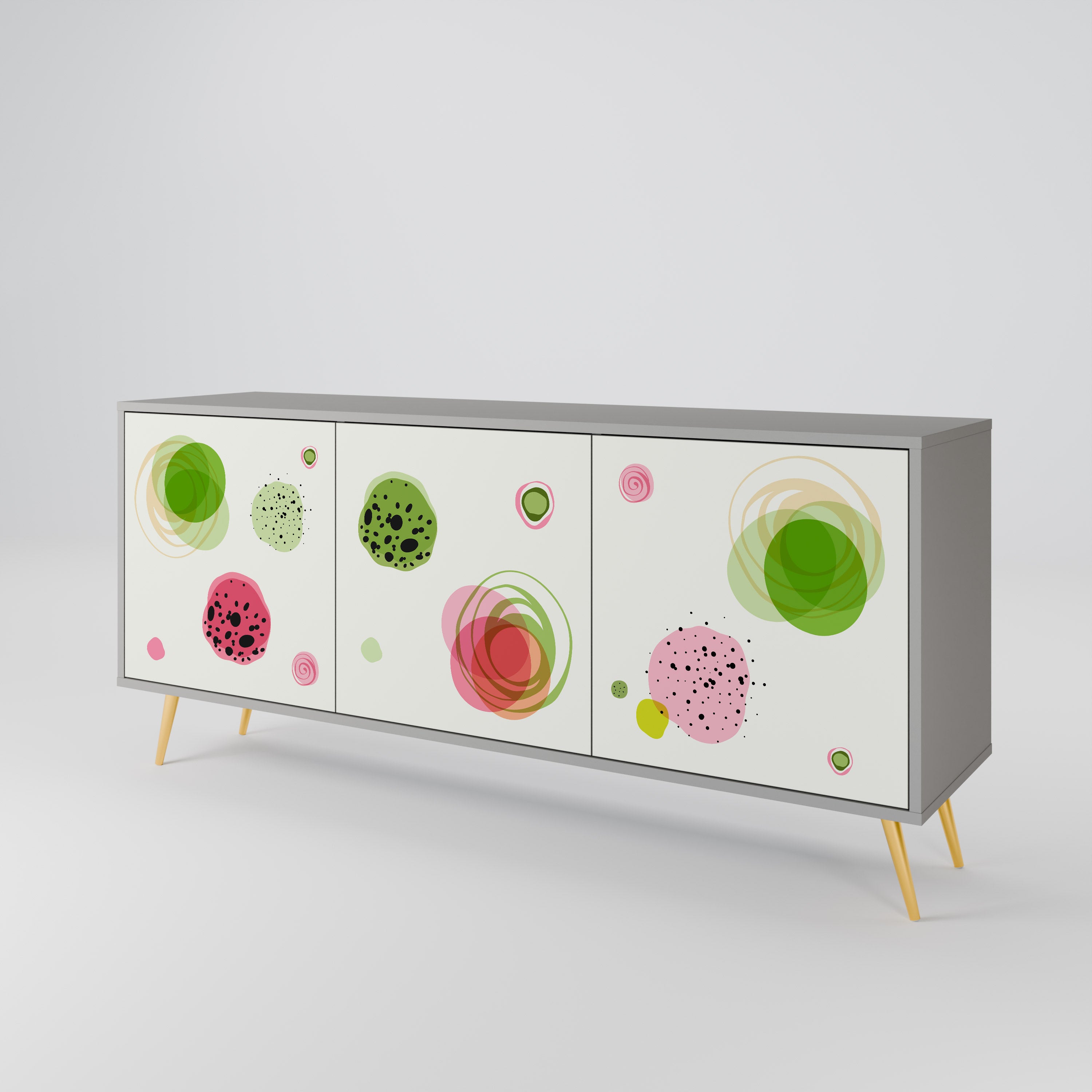 COLORFUL COSMOS 3-Door Sideboard in Grey Finish