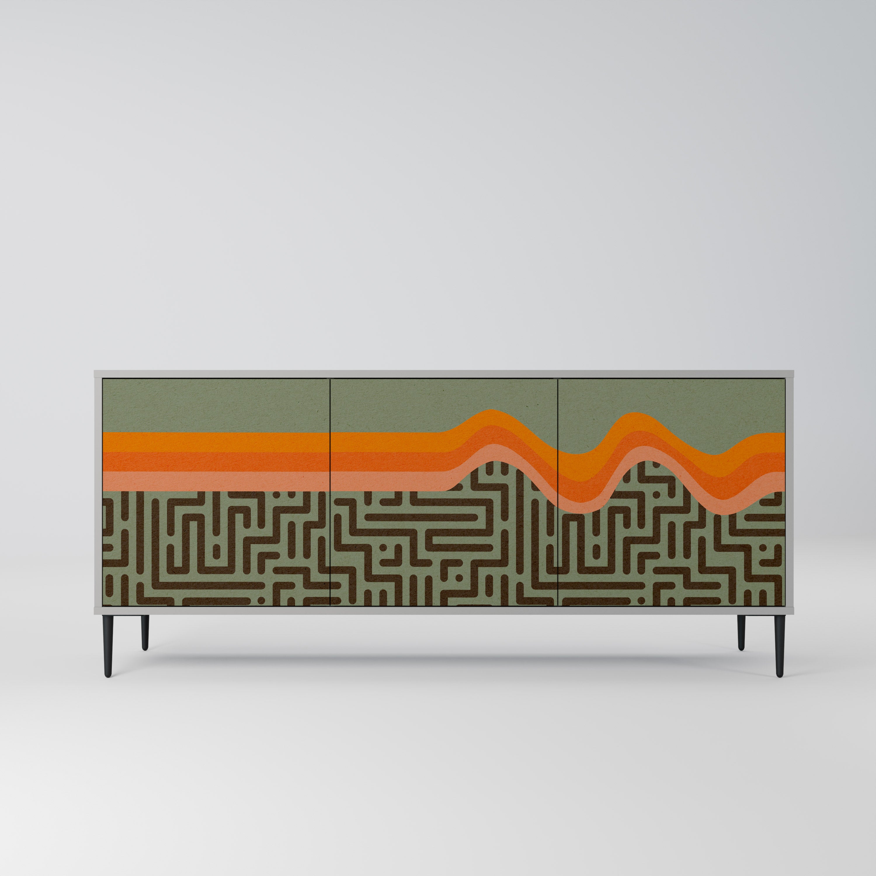 SIMPLE SOLUTIONS 3-Door Sideboard in Grey Finish