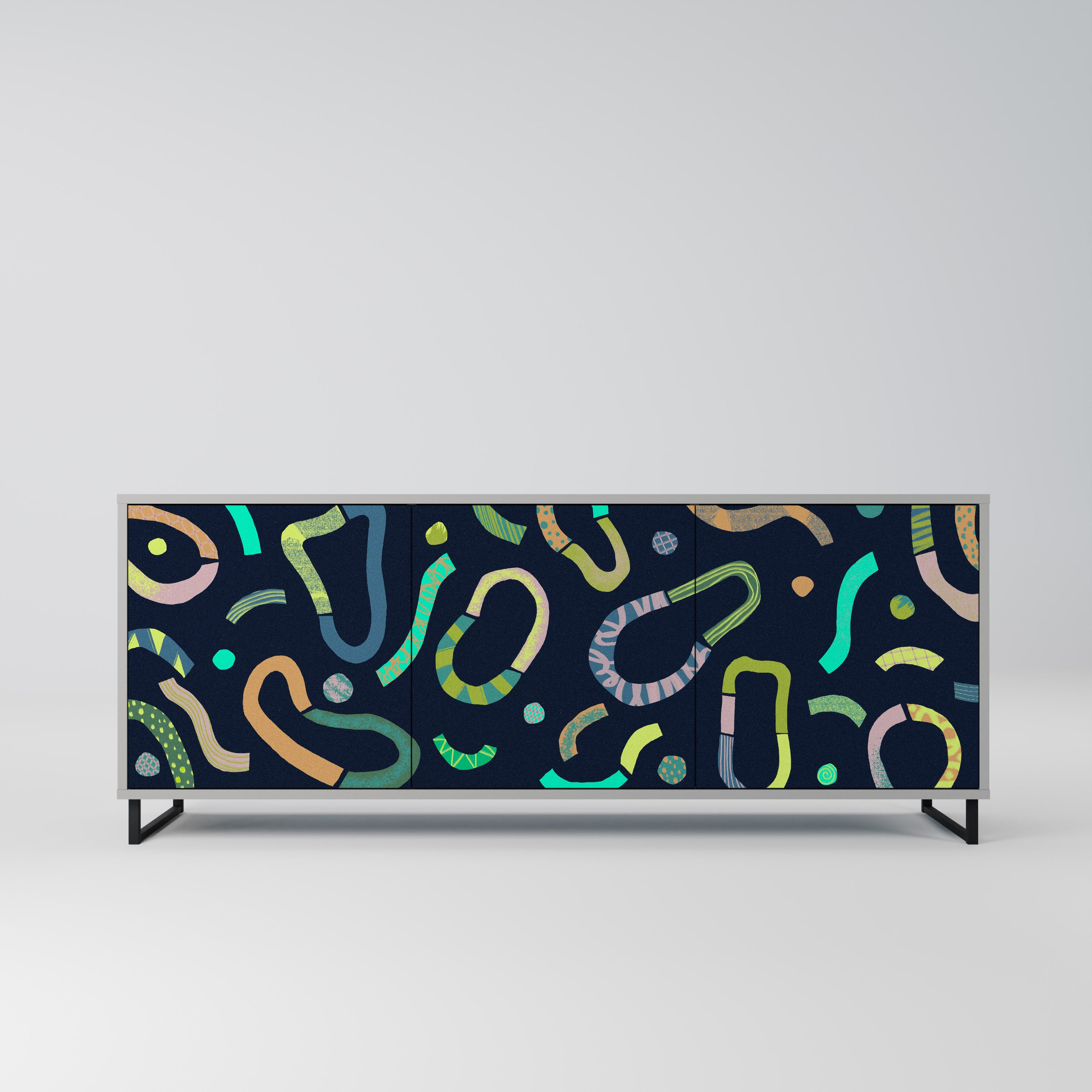 CONTRAST DANCE 3-Door Sideboard in Grey Finish