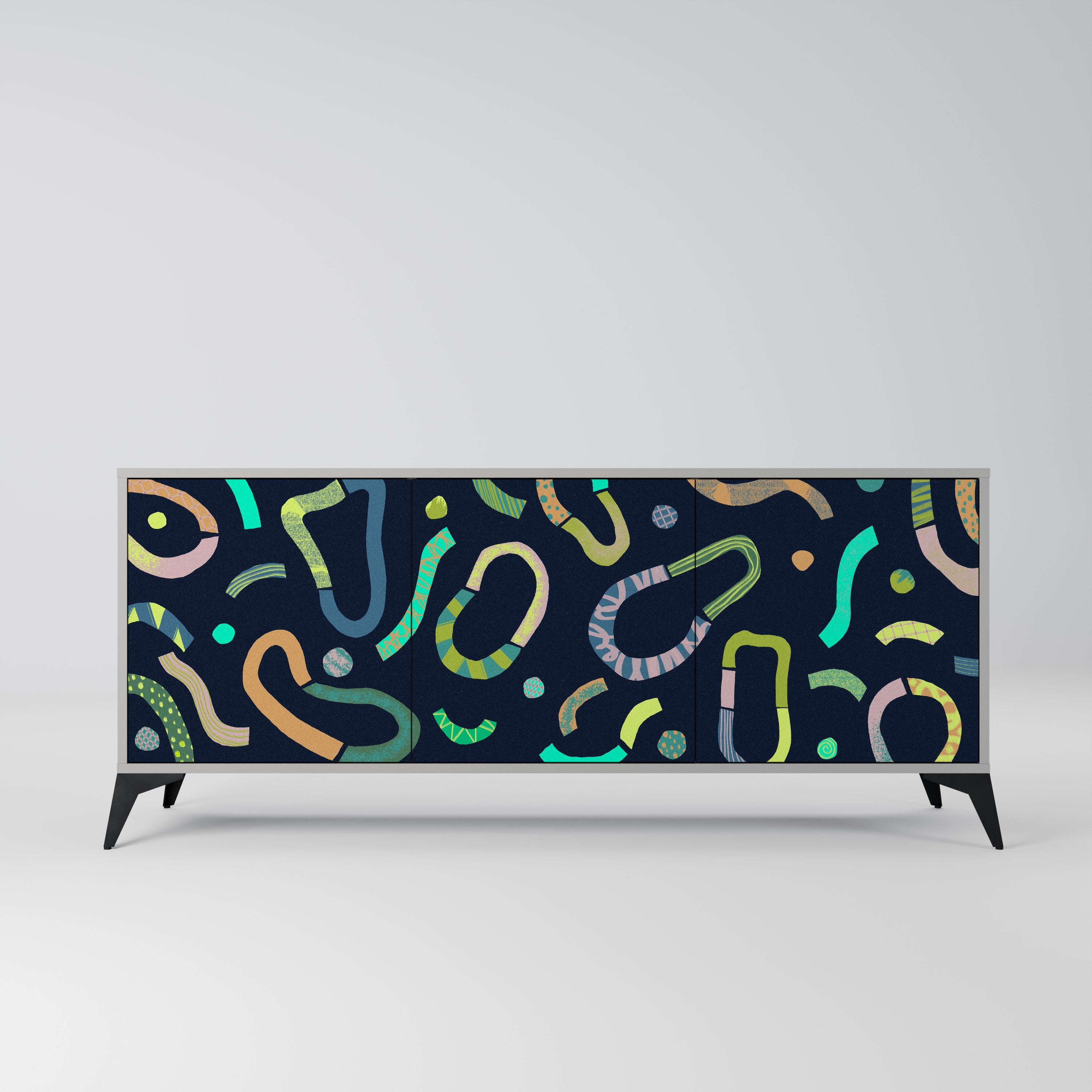 CONTRAST DANCE 3-Door Sideboard in Grey Finish