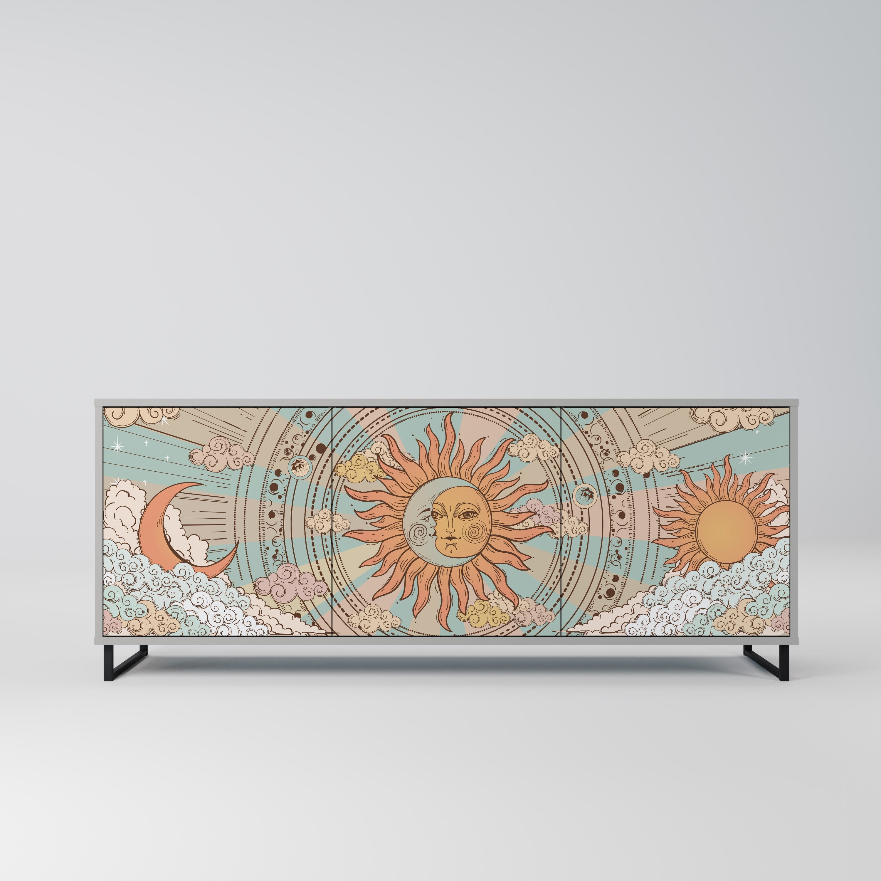 MYSTICAL STRUCTURE 3-Door Sideboard in Grey Finish