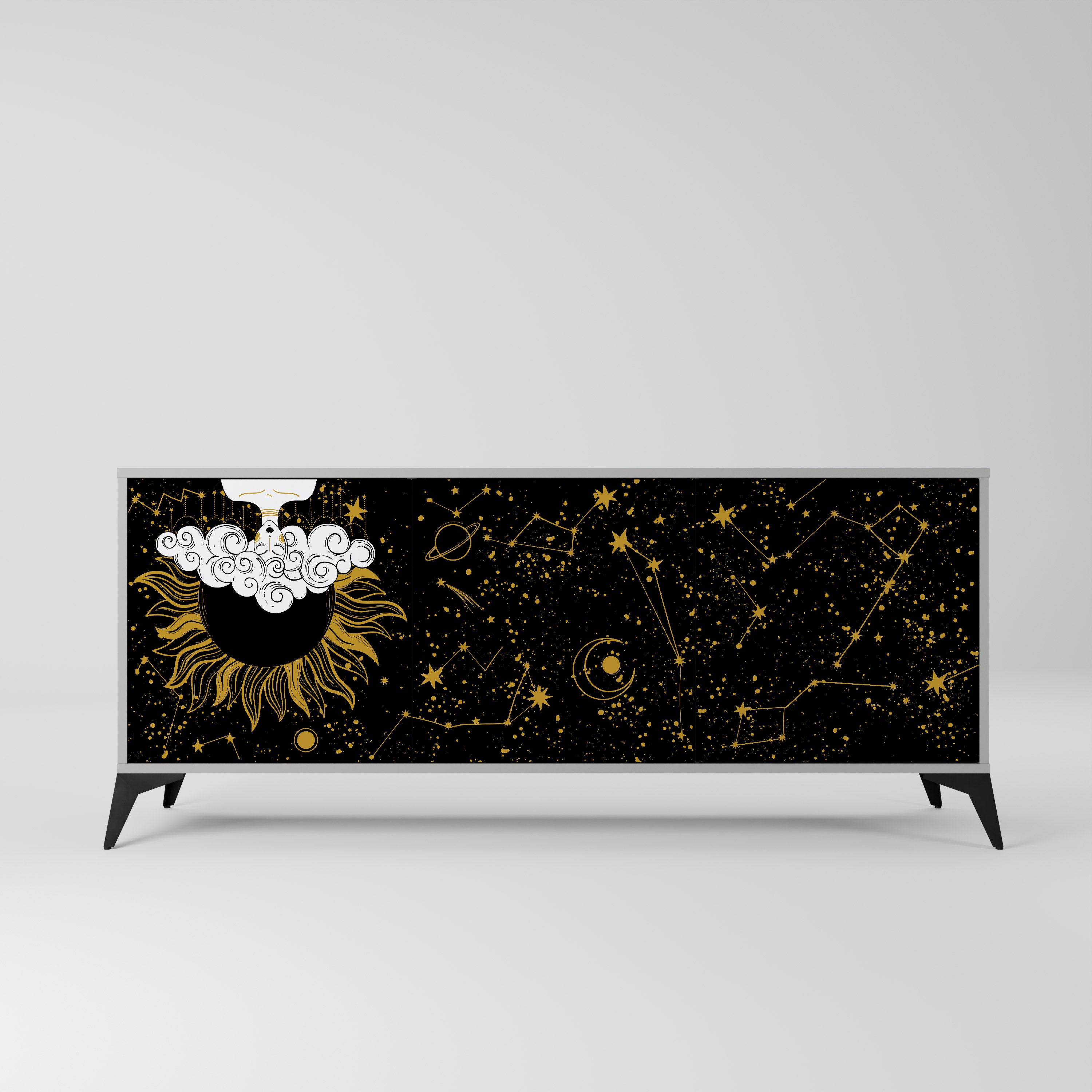 STELLAR CONSTELLATIONS 3-Door Sideboard in Grey Finish