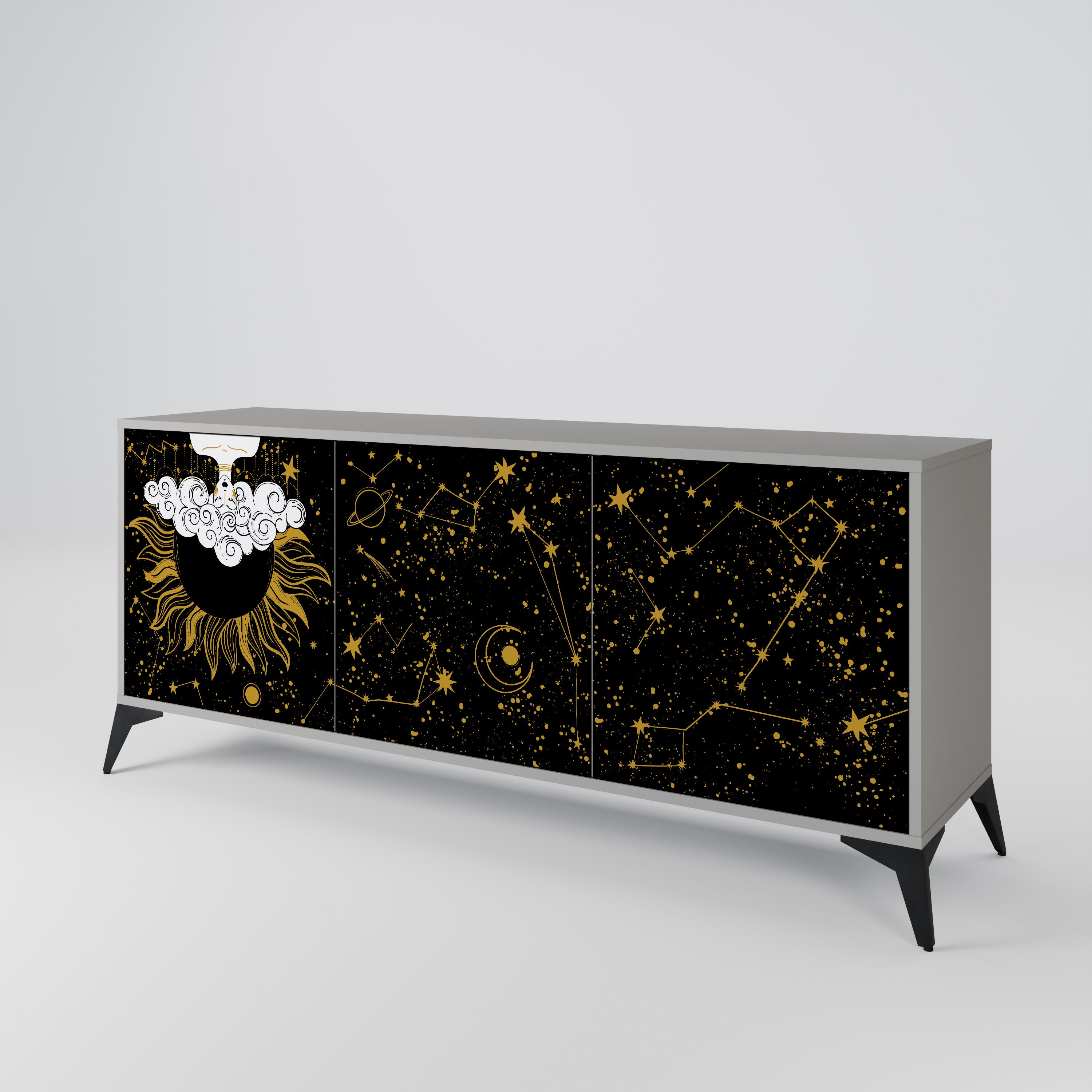 STELLAR CONSTELLATIONS 3-Door Sideboard in Grey Finish