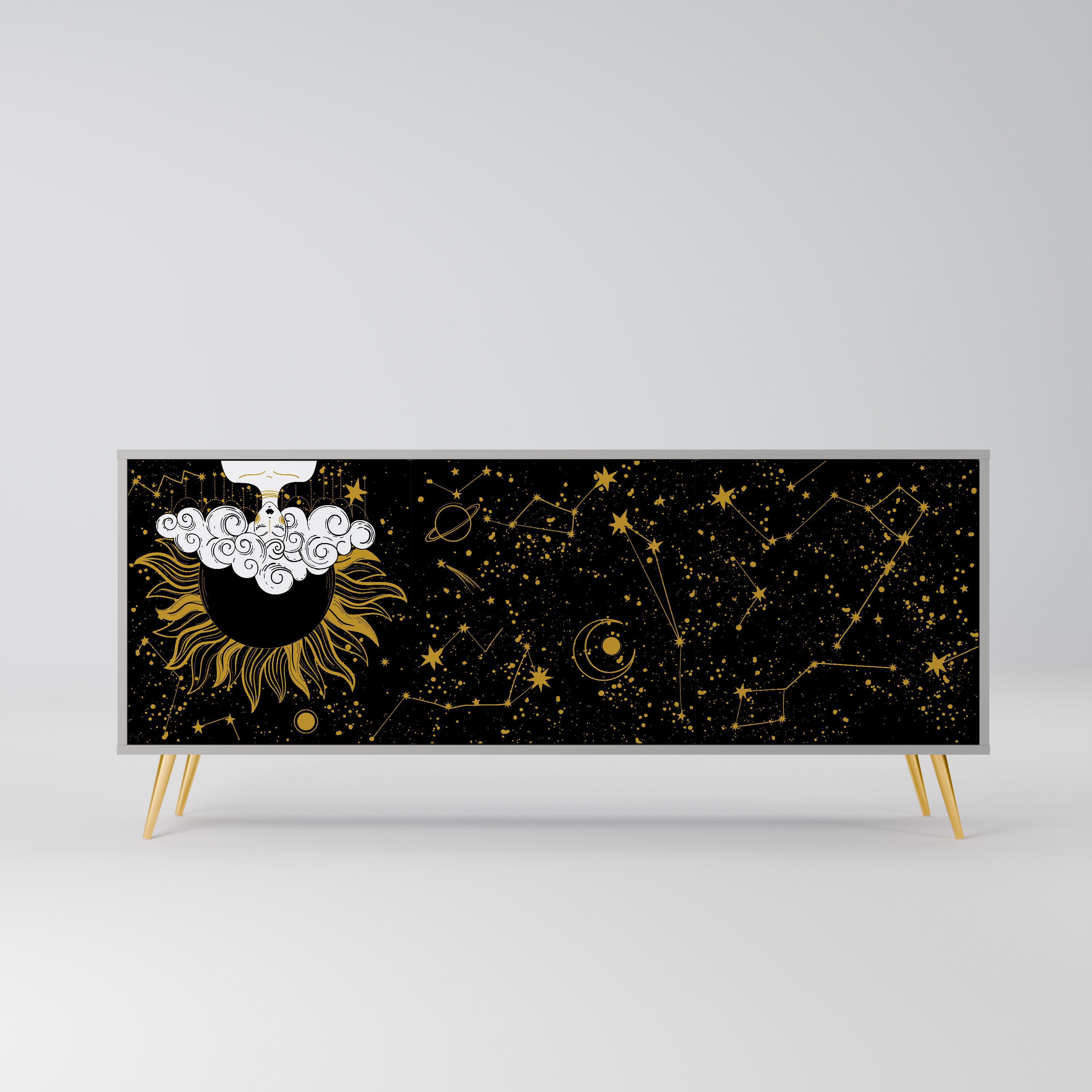 STELLAR CONSTELLATIONS 3-Door Sideboard in Grey Finish