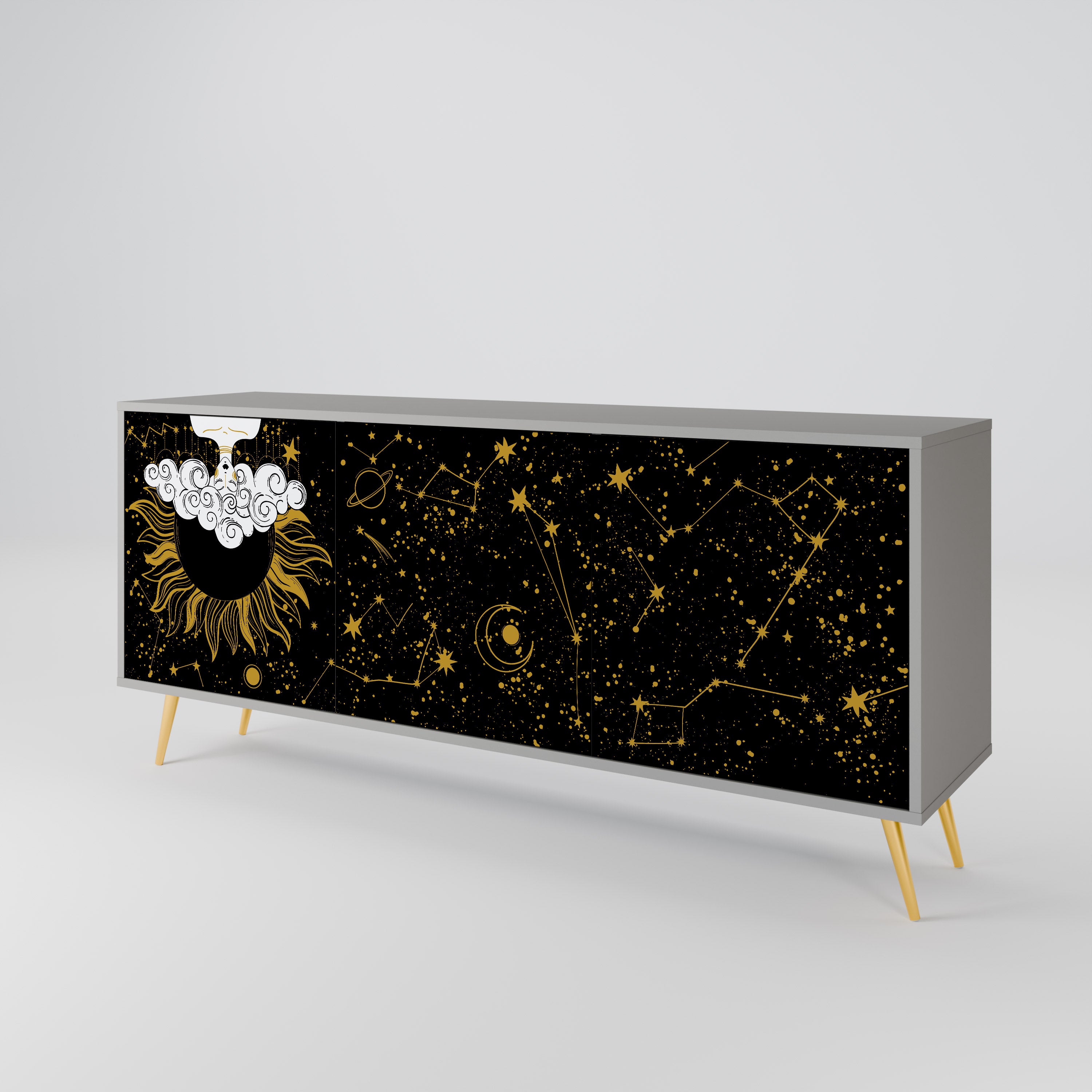 STELLAR CONSTELLATIONS 3-Door Sideboard in Grey Finish