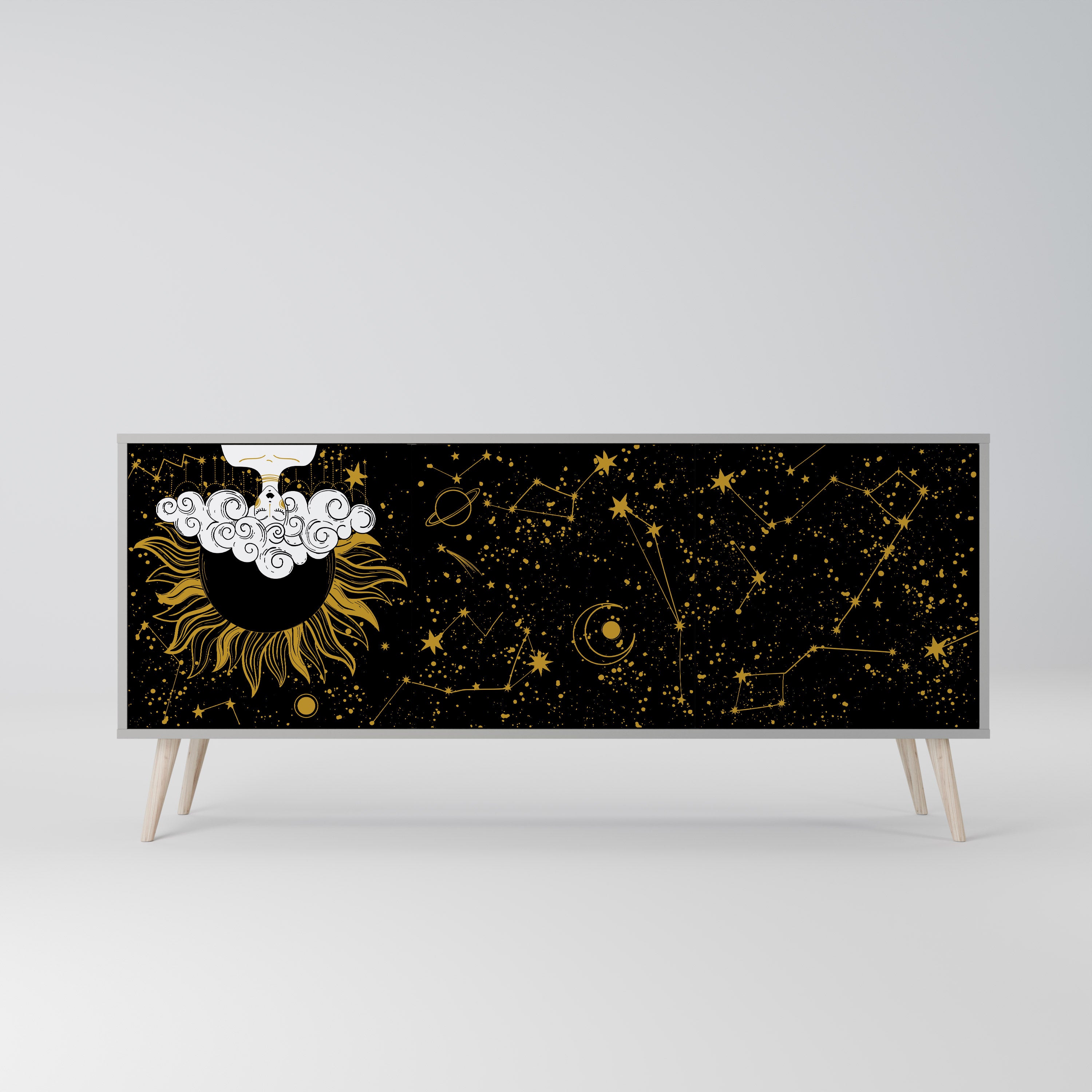 STELLAR CONSTELLATIONS 3-Door Sideboard in Grey Finish