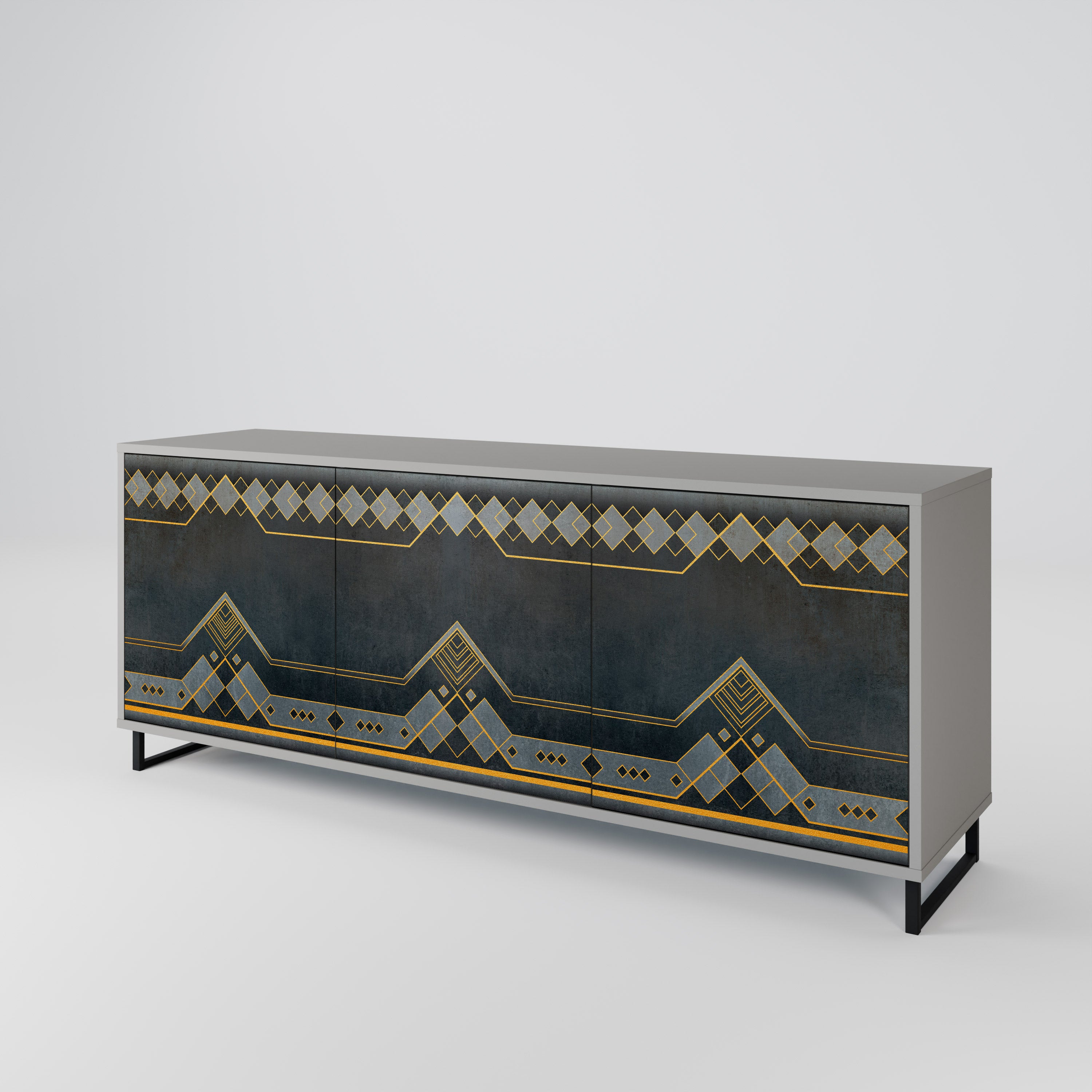 ROYAL ORDINARINESS 3-Door Sideboard in Grey Finish