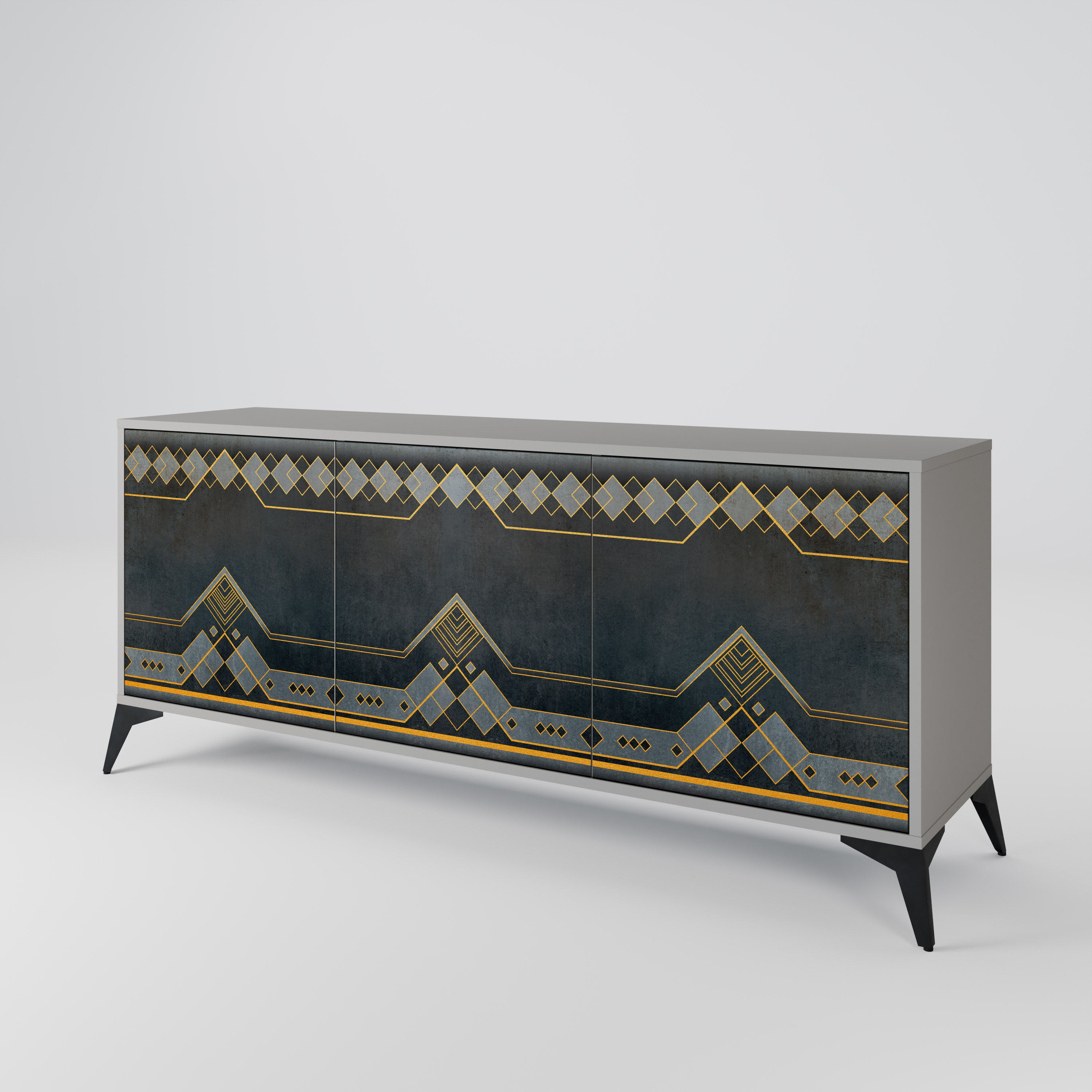 ROYAL ORDINARINESS 3-Door Sideboard in Grey Finish