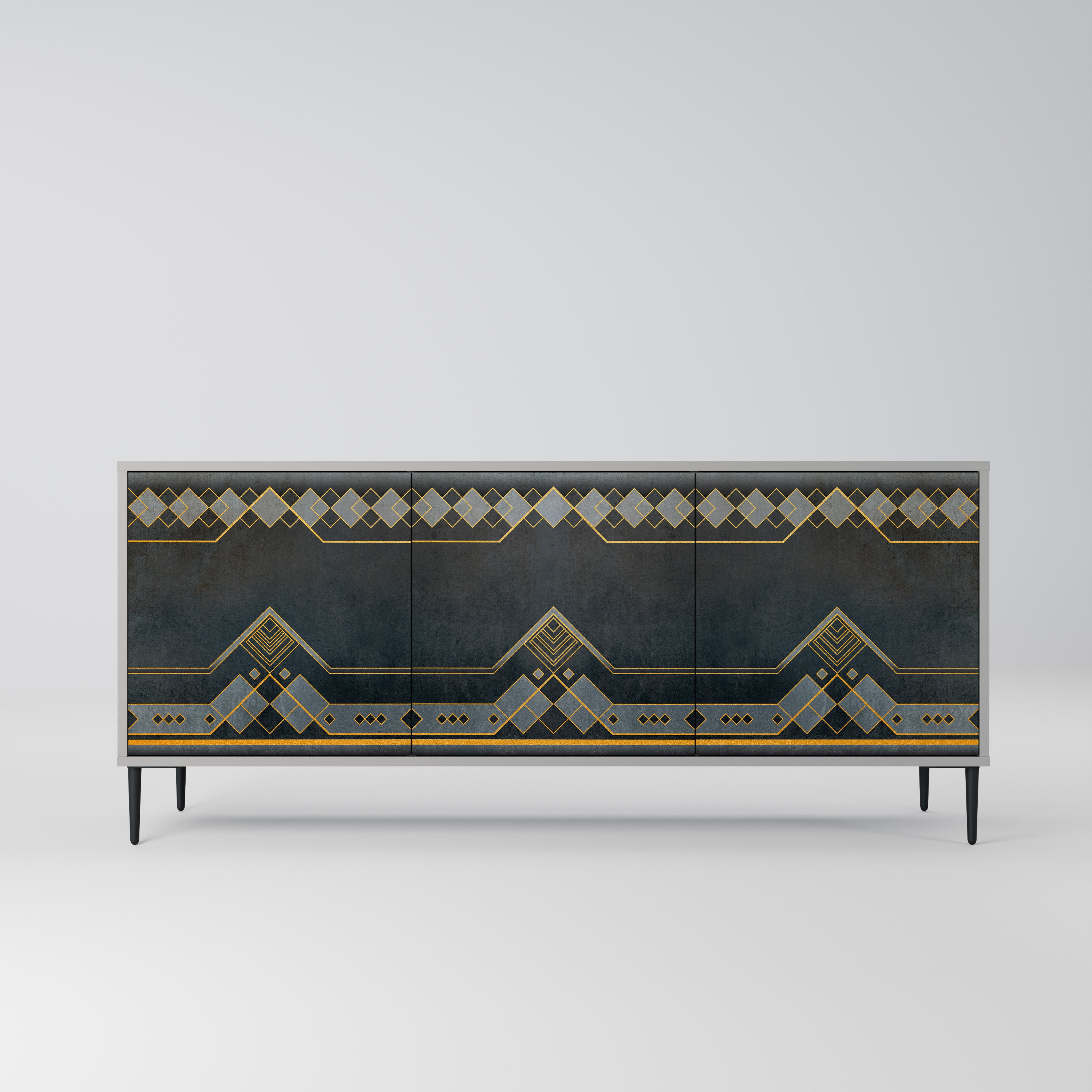 ROYAL ORDINARINESS 3-Door Sideboard in Grey Finish