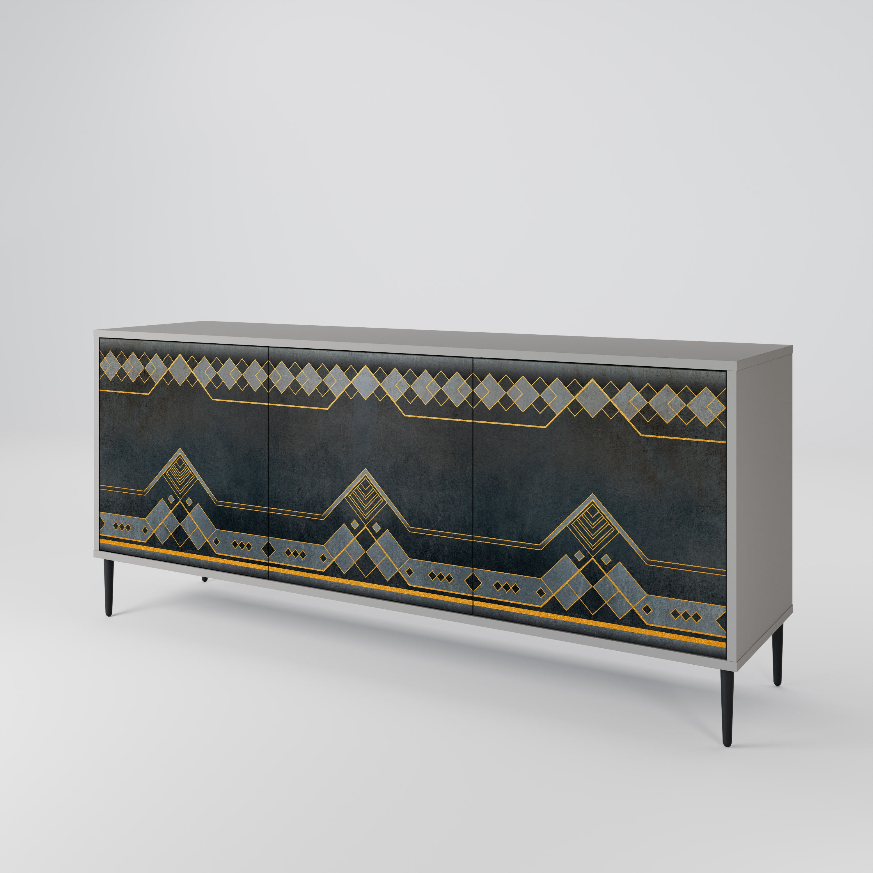 ROYAL ORDINARINESS 3-Door Sideboard in Grey Finish