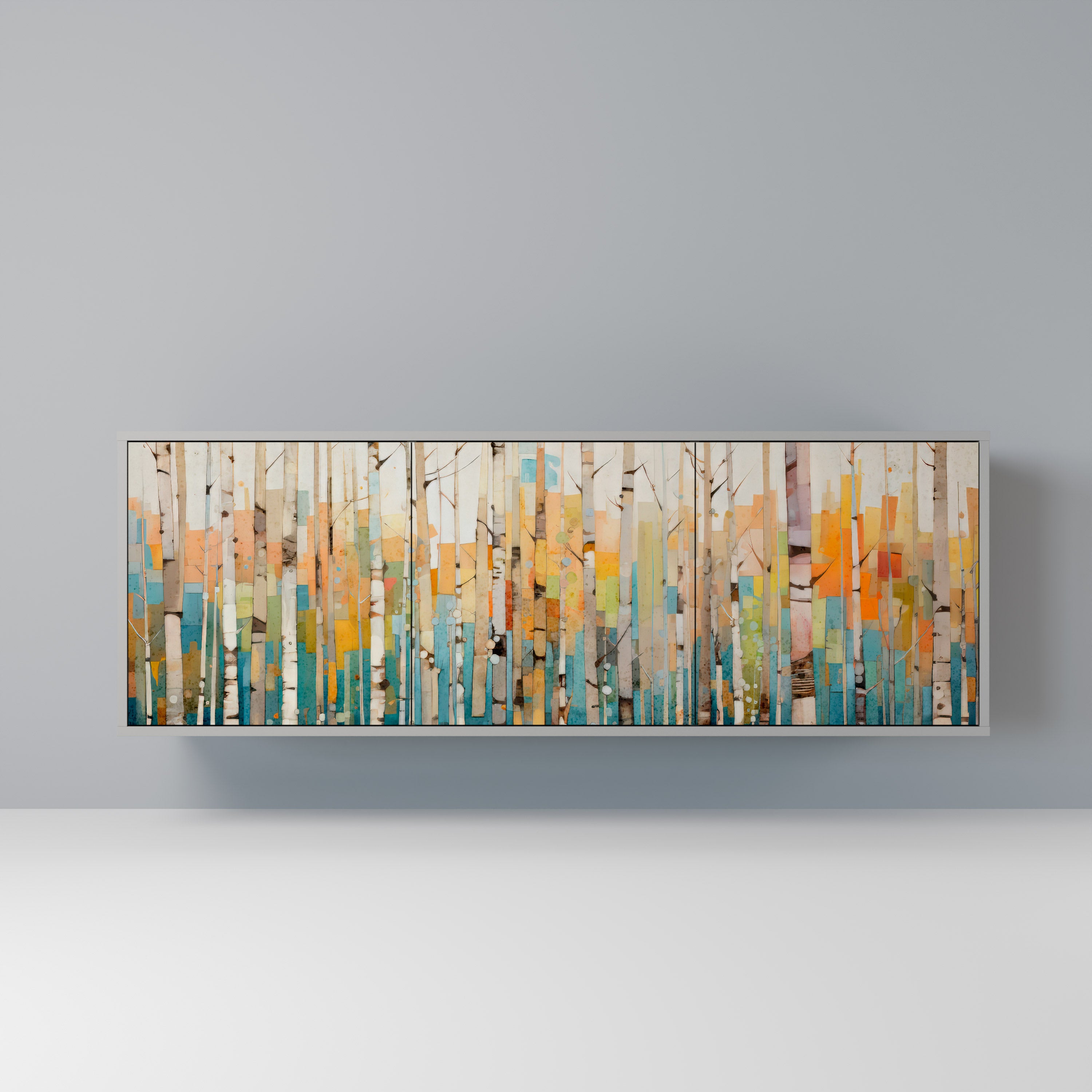 BIRCH KALEIDOSCOPE 3-Door Sideboard in Grey Finish