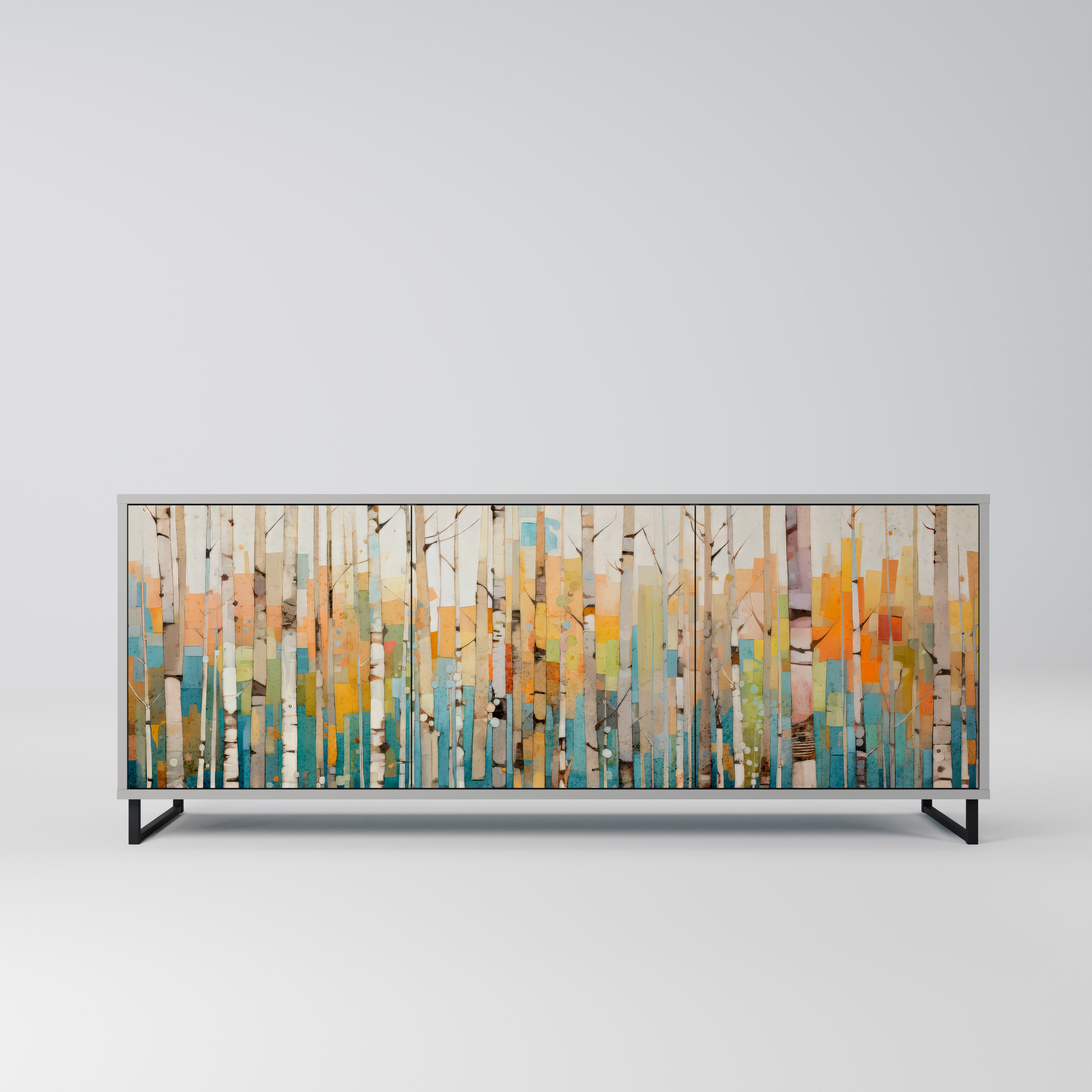 BIRCH KALEIDOSCOPE 3-Door Sideboard in Grey Finish