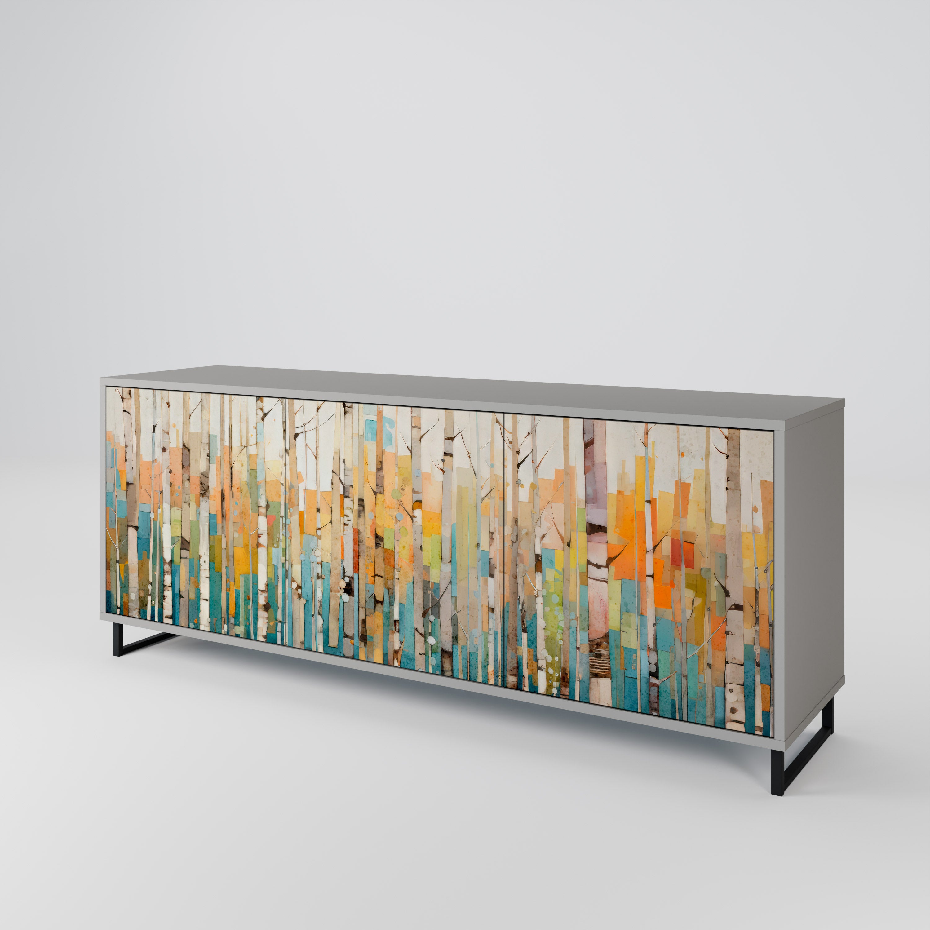 BIRCH KALEIDOSCOPE 3-Door Sideboard in Grey Finish
