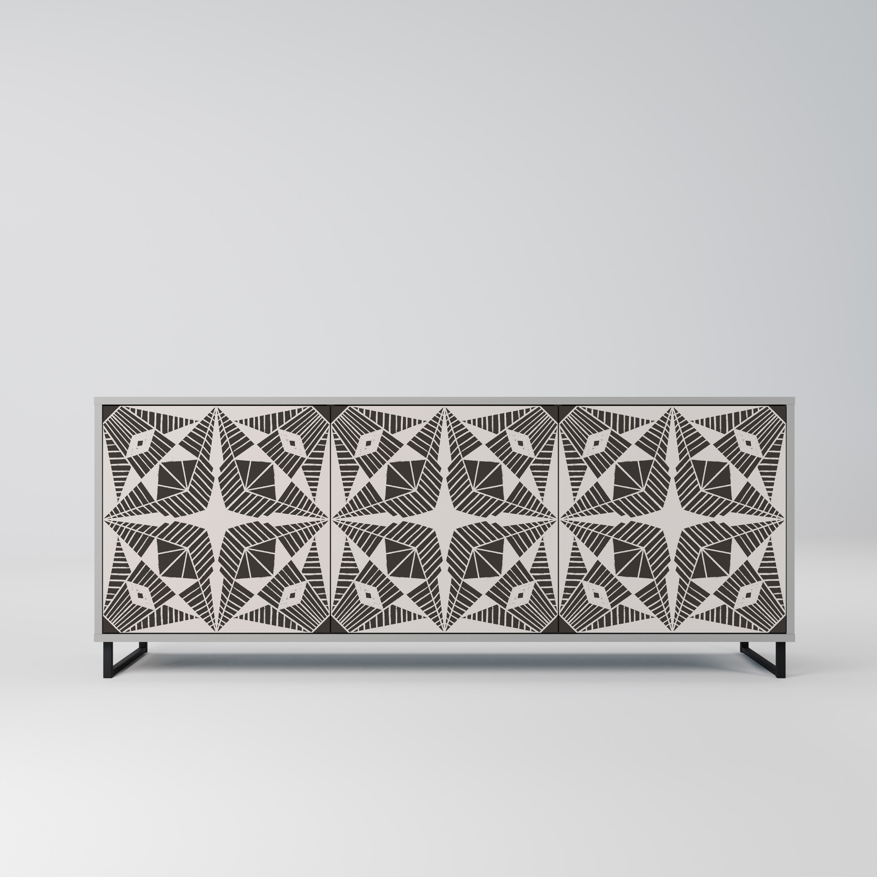 MONOCHROME NEXUS 3-Door Sideboard in Grey Finish