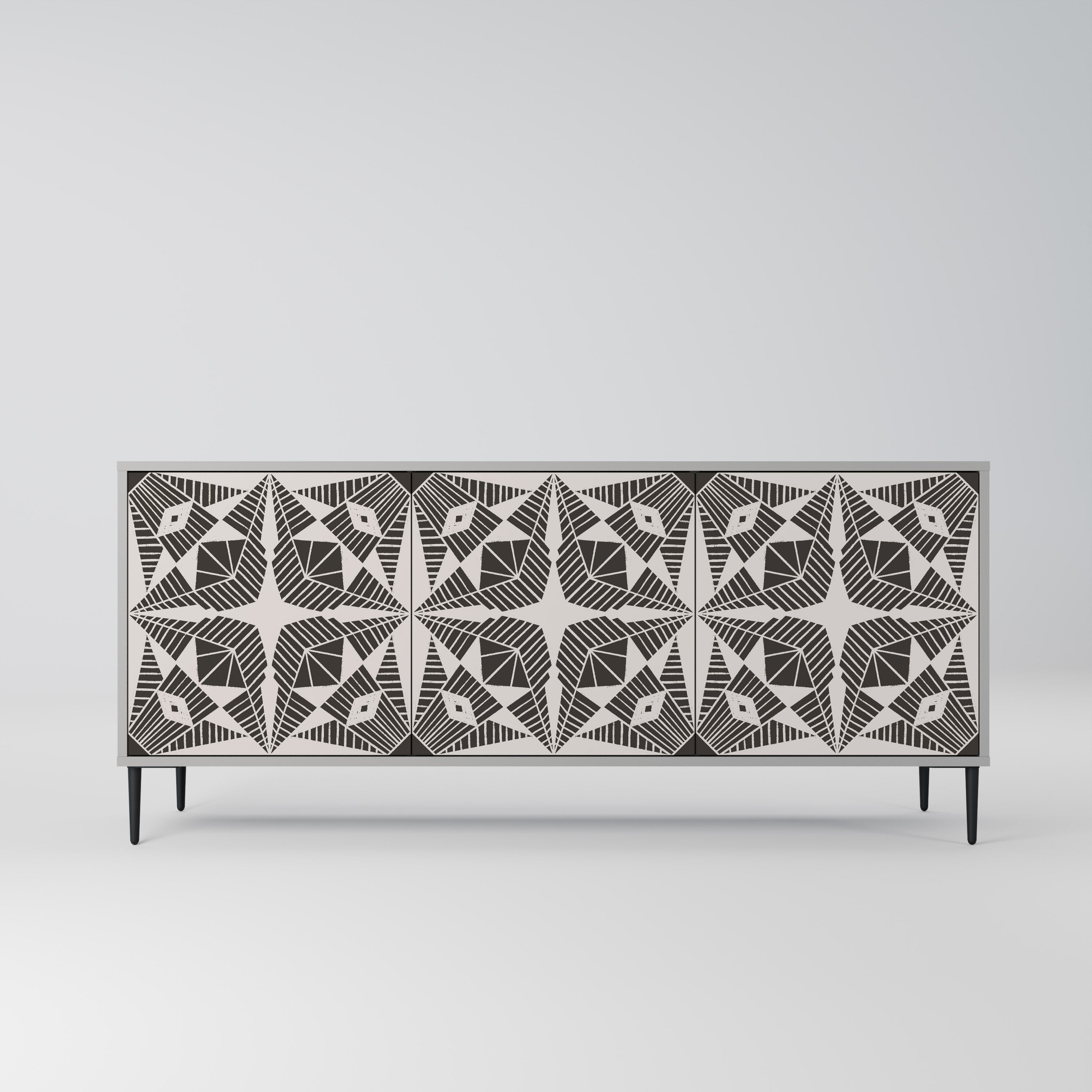 MONOCHROME NEXUS 3-Door Sideboard in Grey Finish