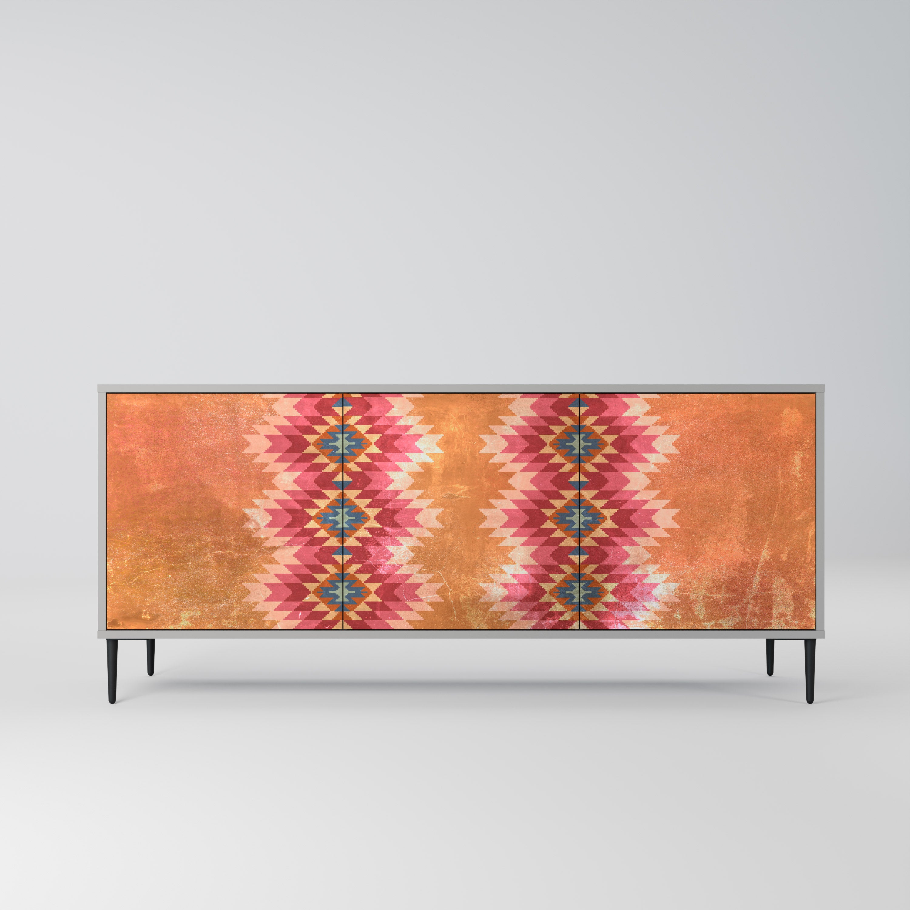 INDIAN FOLK 3-Door Sideboard in Grey Finish