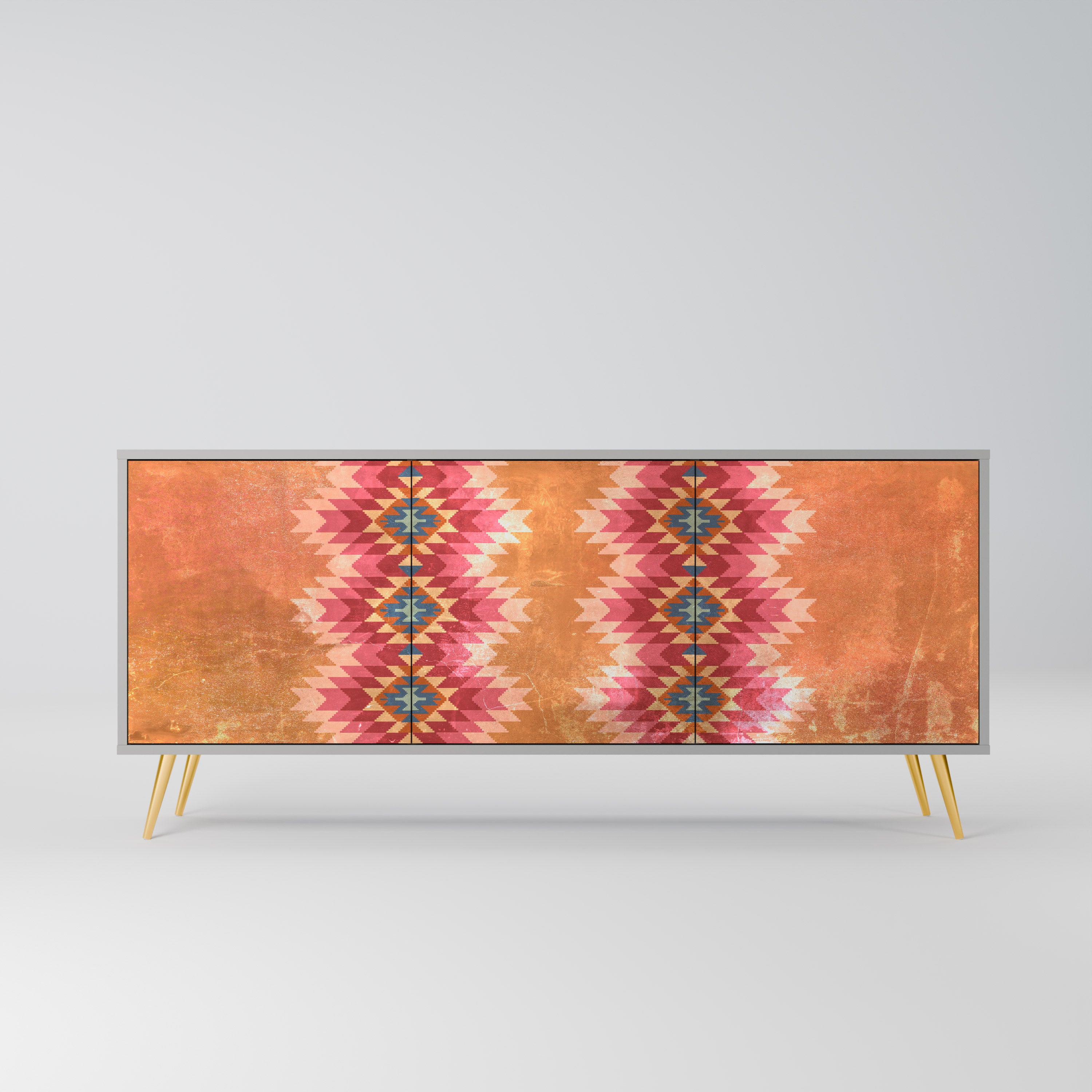 INDIAN FOLK 3-Door Sideboard in Grey Finish