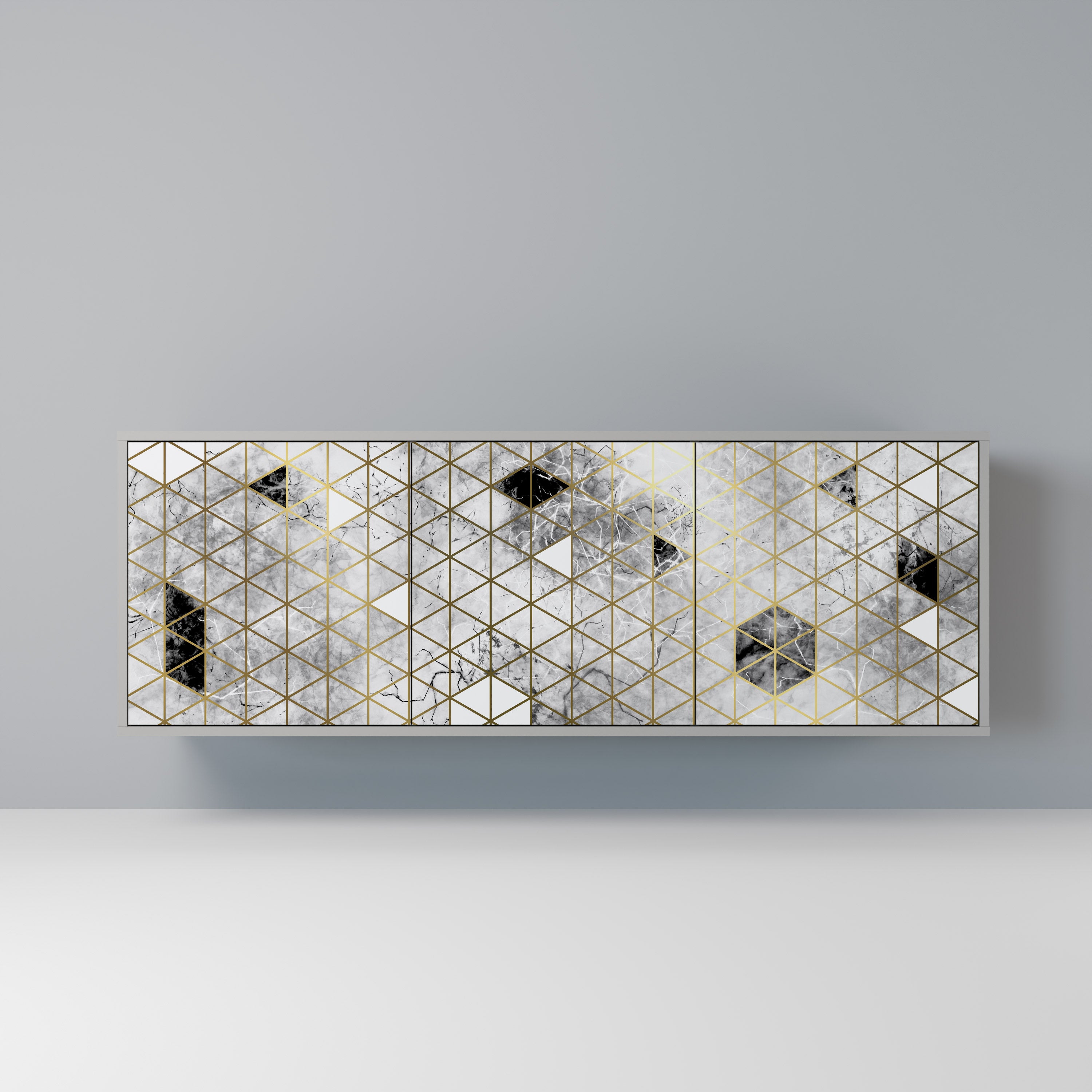 Aparador ASHEN ARIA de 3 puertas en acabado gris