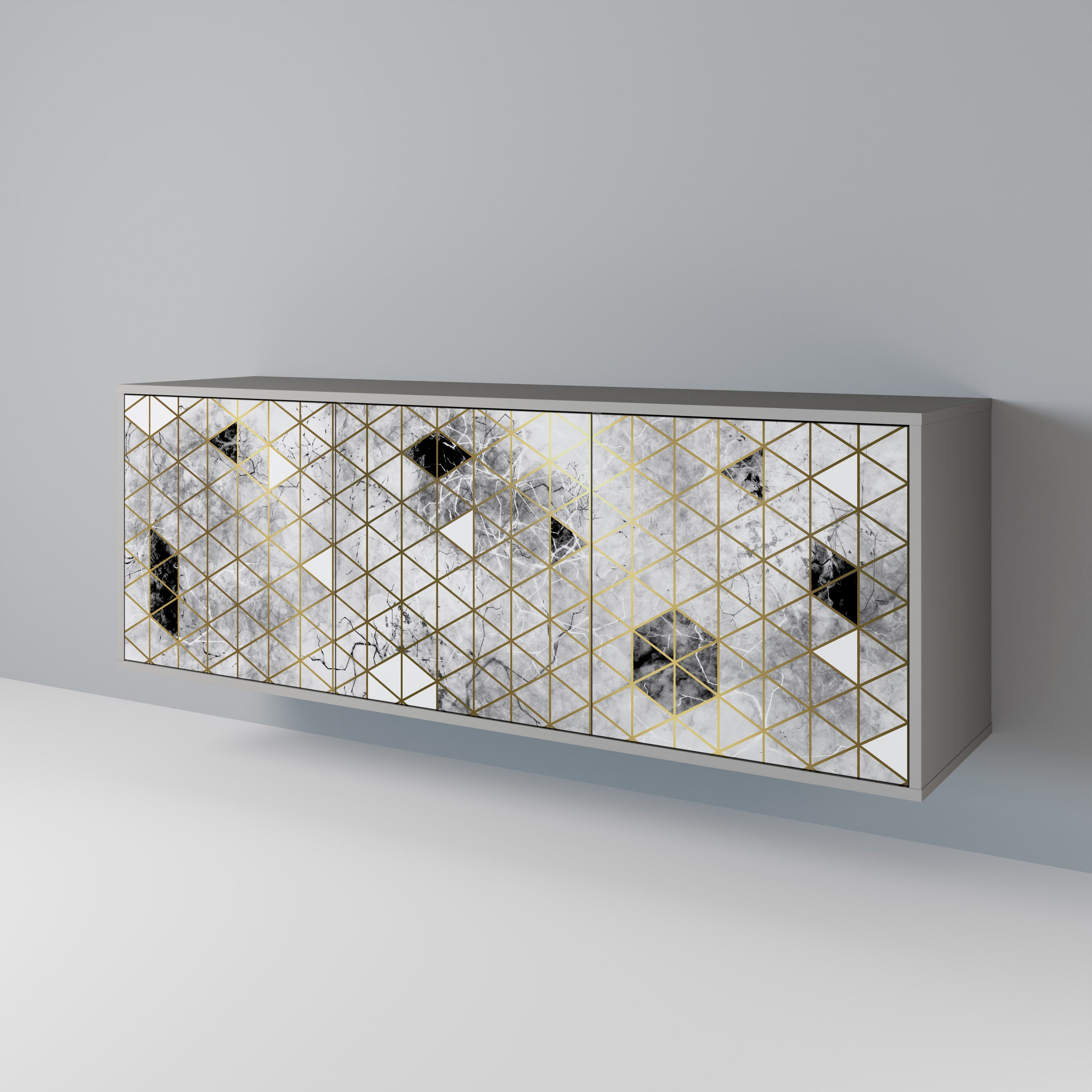 Aparador ASHEN ARIA de 3 puertas en acabado gris