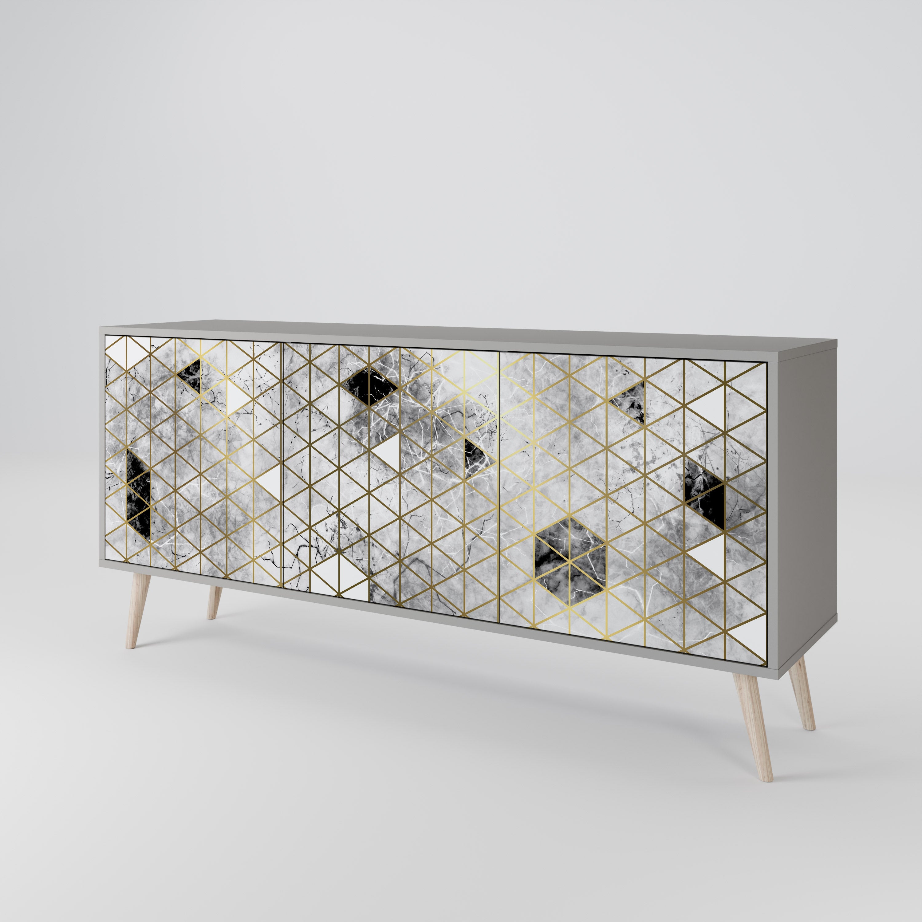 Aparador ASHEN ARIA de 3 puertas en acabado gris