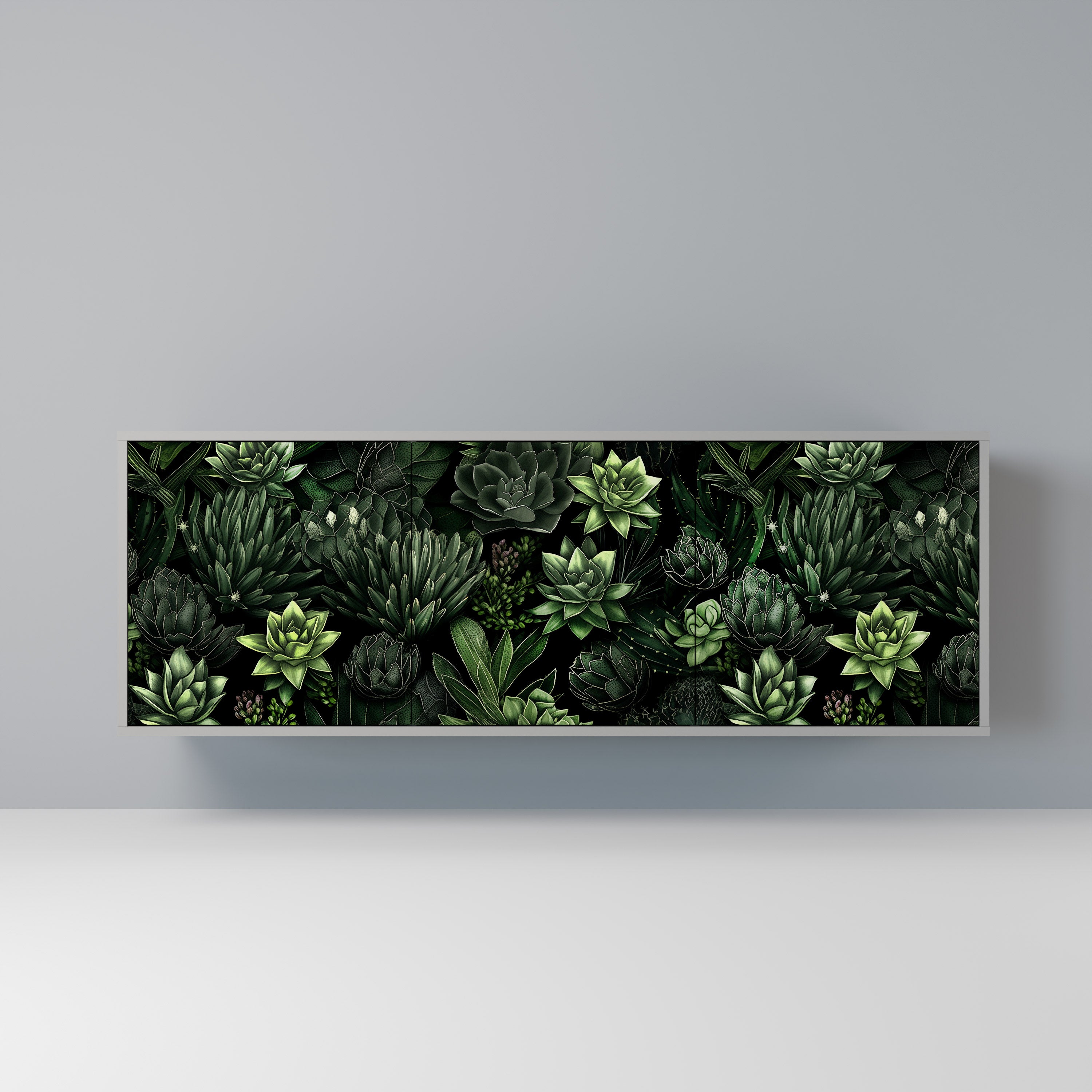 Aparador de 3 puertas SUCCULENT JUNGLE en acabado gris