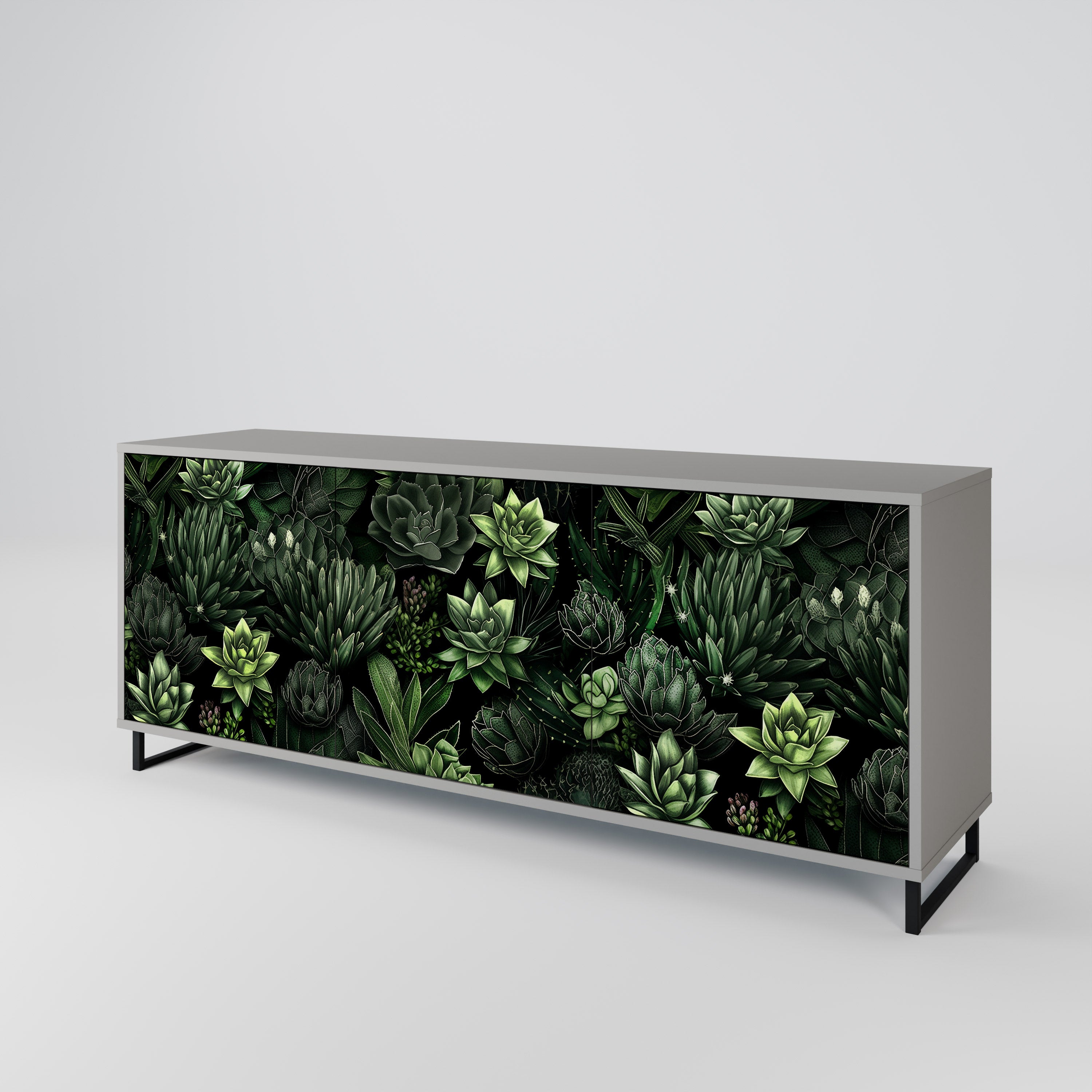 Aparador de 3 puertas SUCCULENT JUNGLE en acabado gris