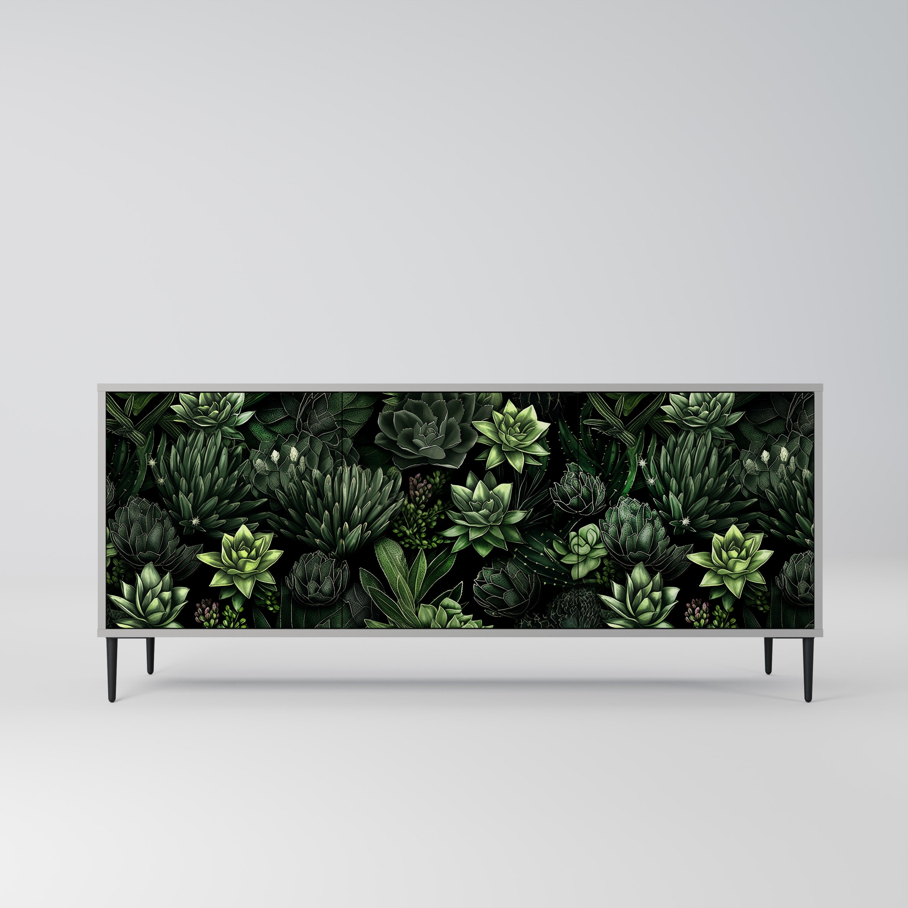 Aparador de 3 puertas SUCCULENT JUNGLE en acabado gris