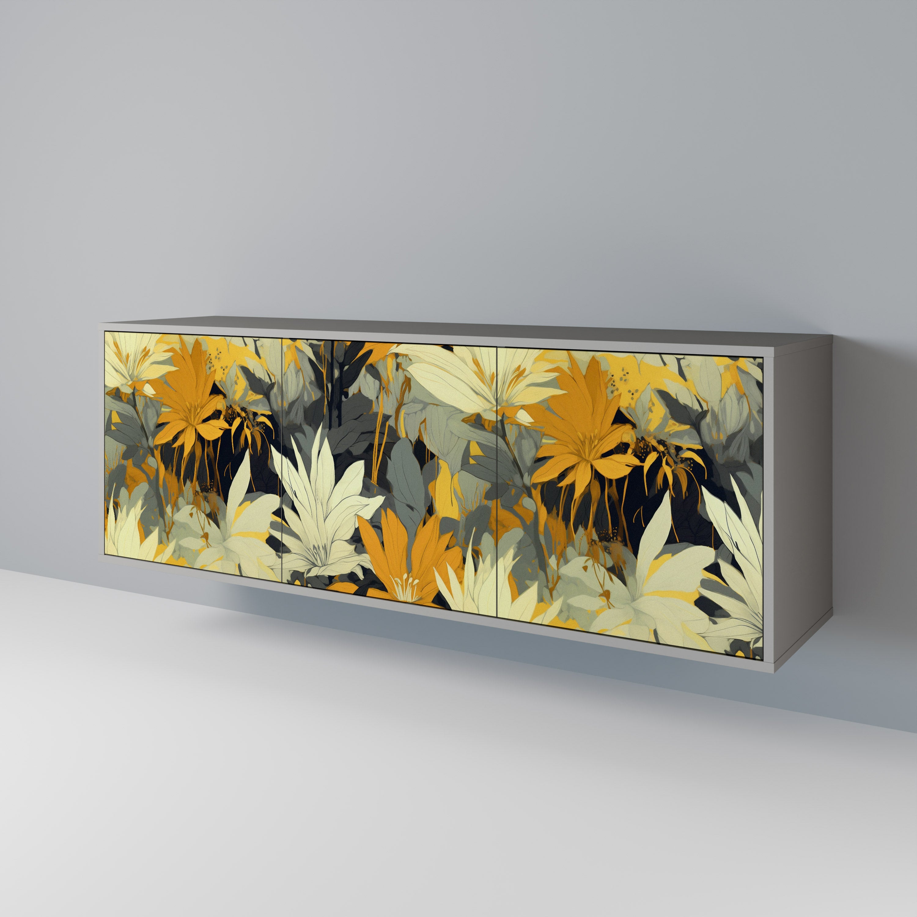 Aparador de 3 puertas SUNKISSED LILY en acabado gris