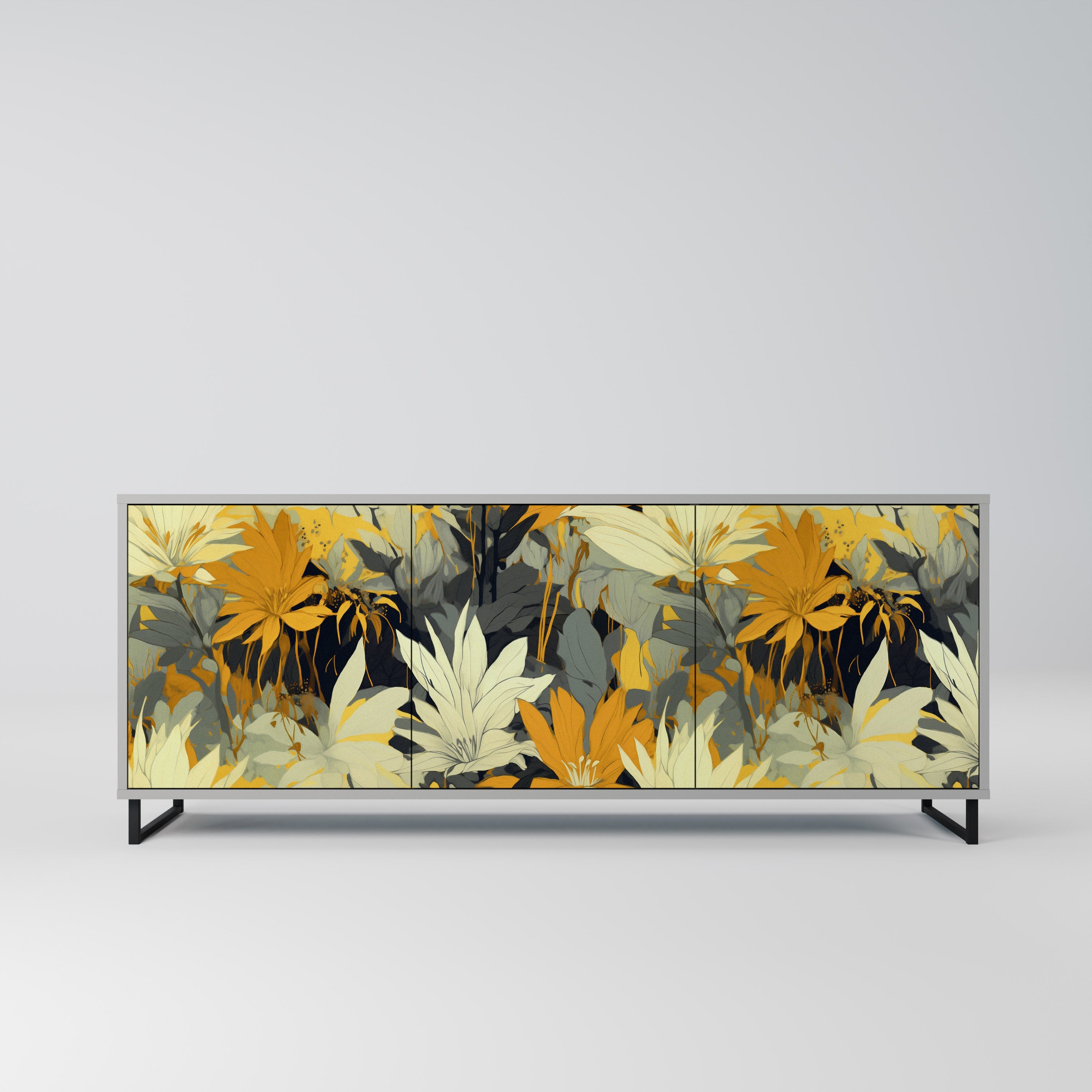 Aparador de 3 puertas SUNKISSED LILY en acabado gris