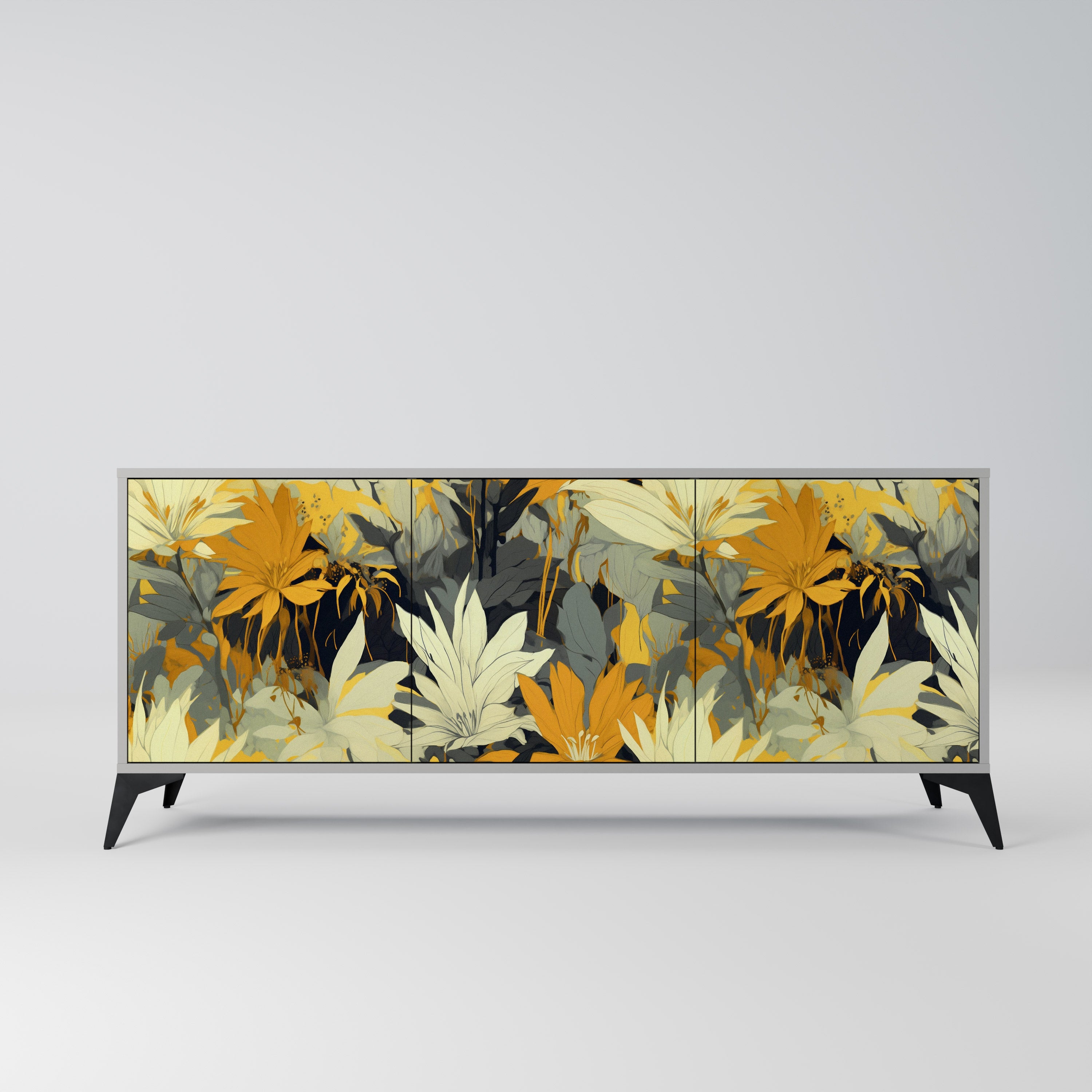 Aparador de 3 puertas SUNKISSED LILY en acabado gris