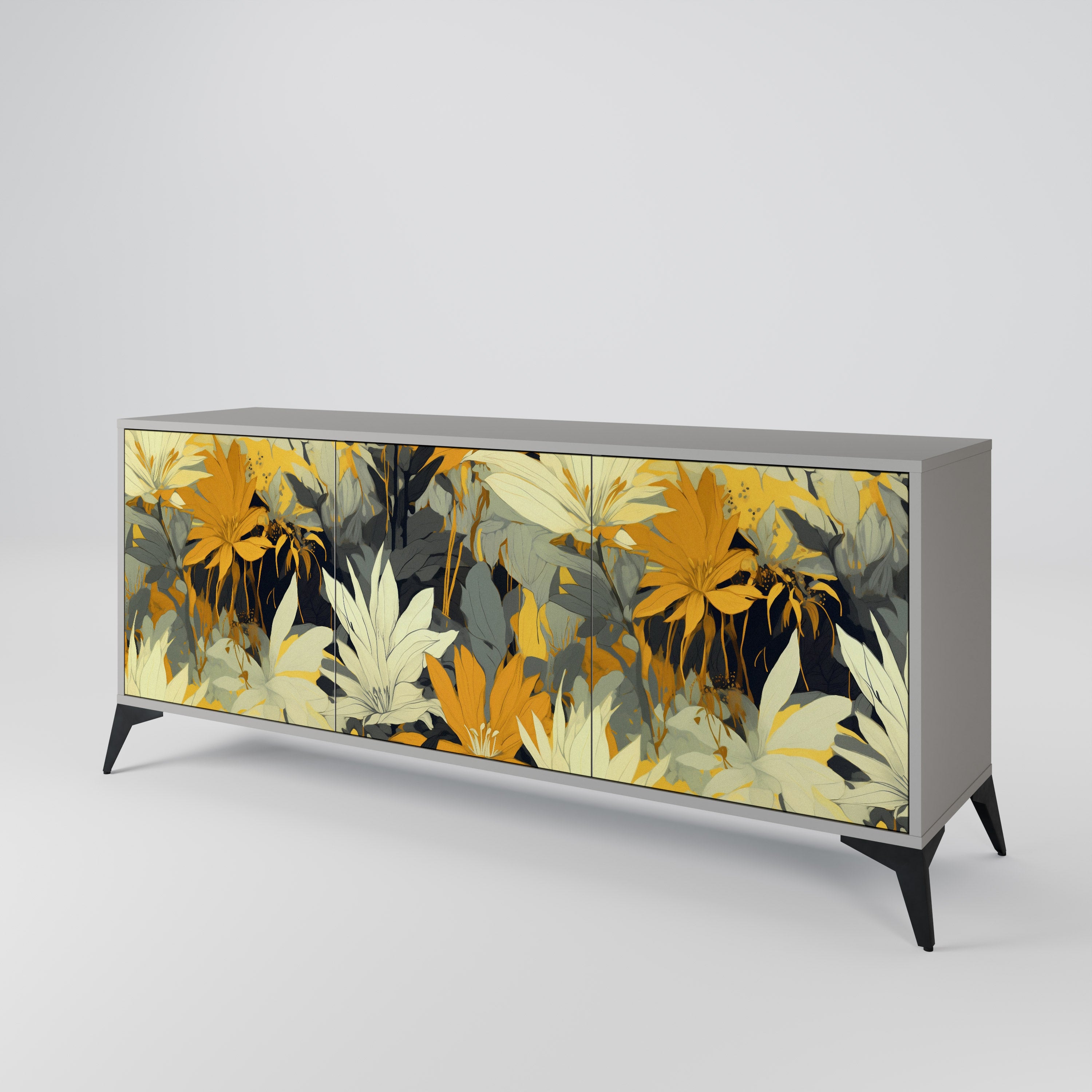 Aparador de 3 puertas SUNKISSED LILY en acabado gris
