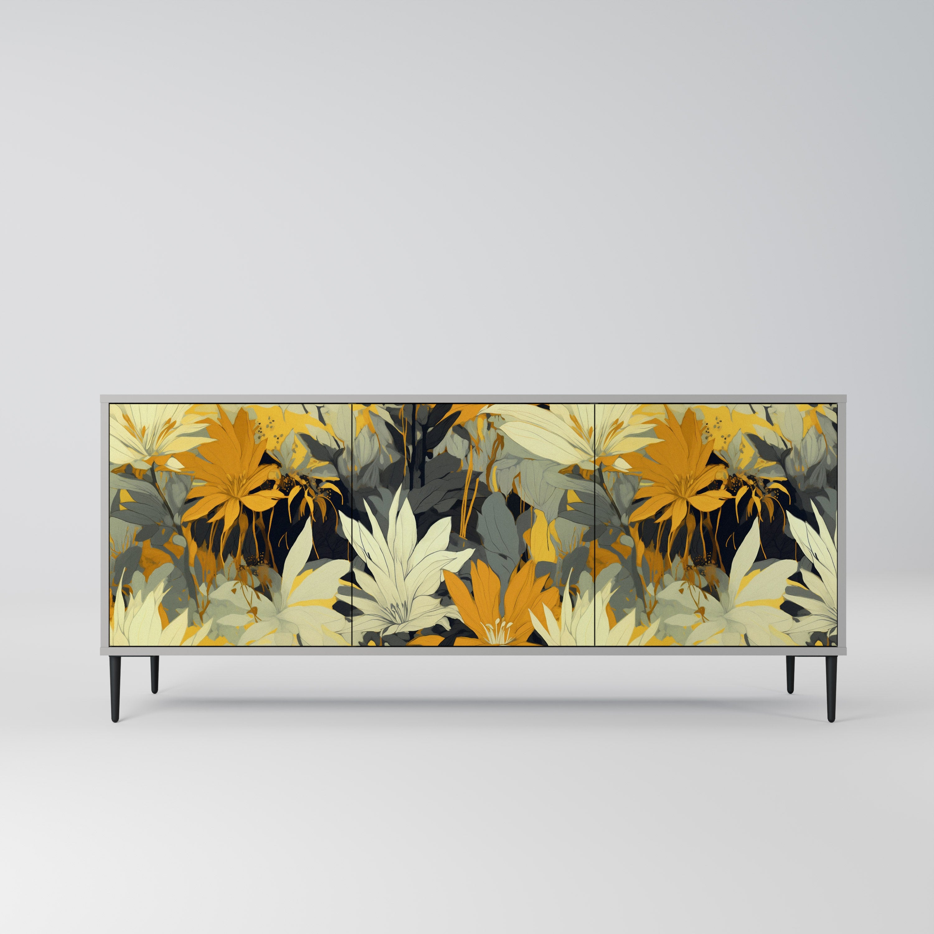 Aparador de 3 puertas SUNKISSED LILY en acabado gris