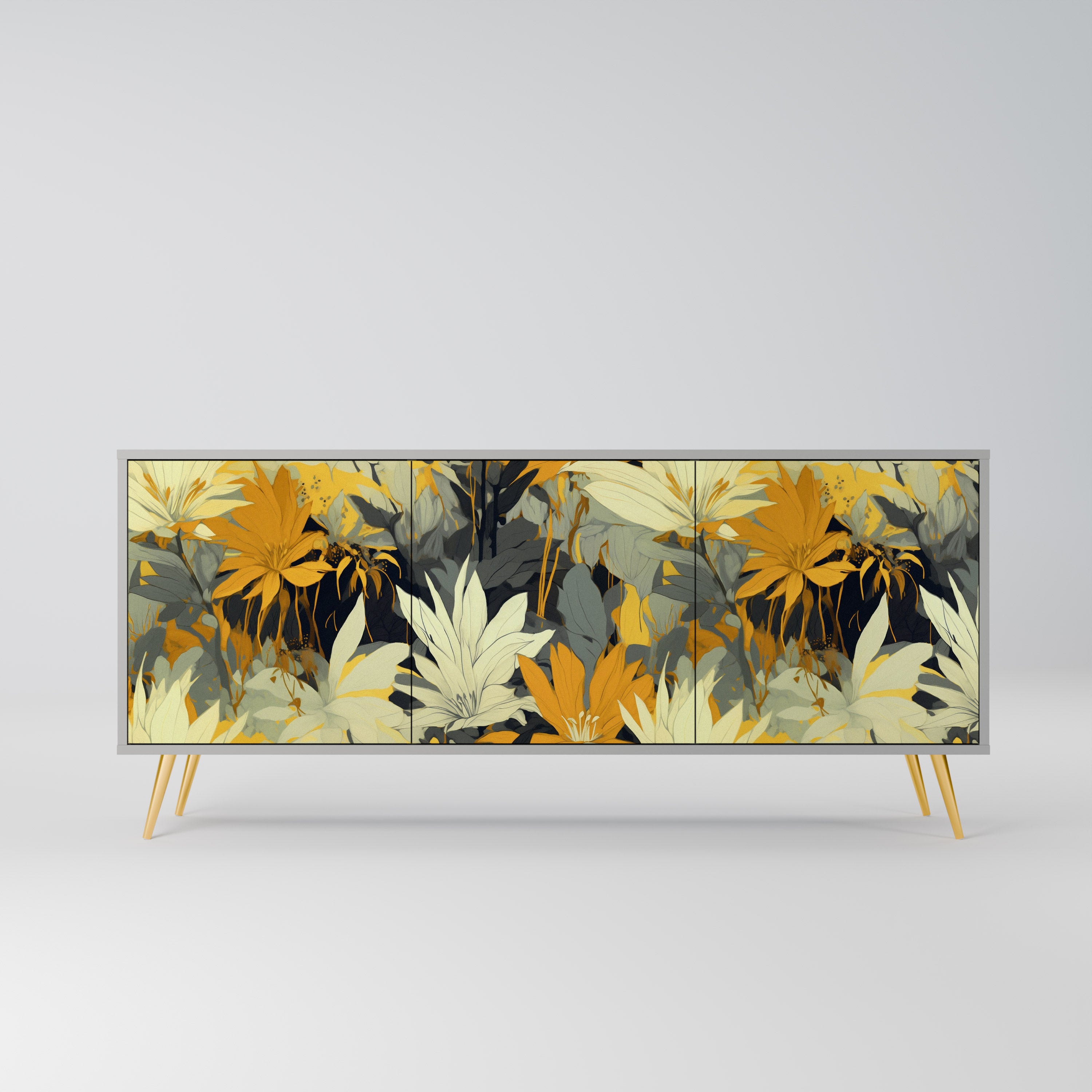 Aparador de 3 puertas SUNKISSED LILY en acabado gris