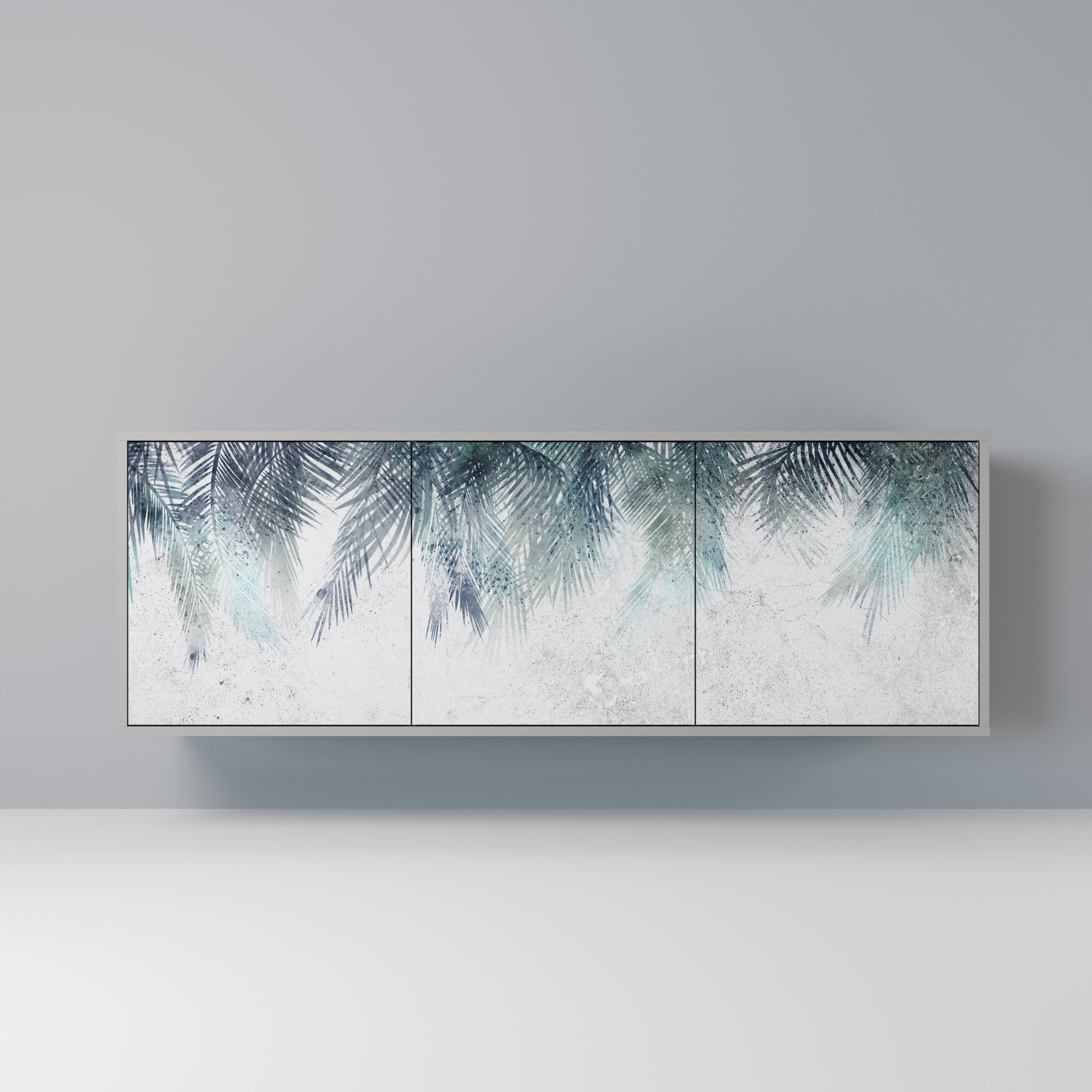Aparador PALM VEIL de 3 puertas en acabado gris
