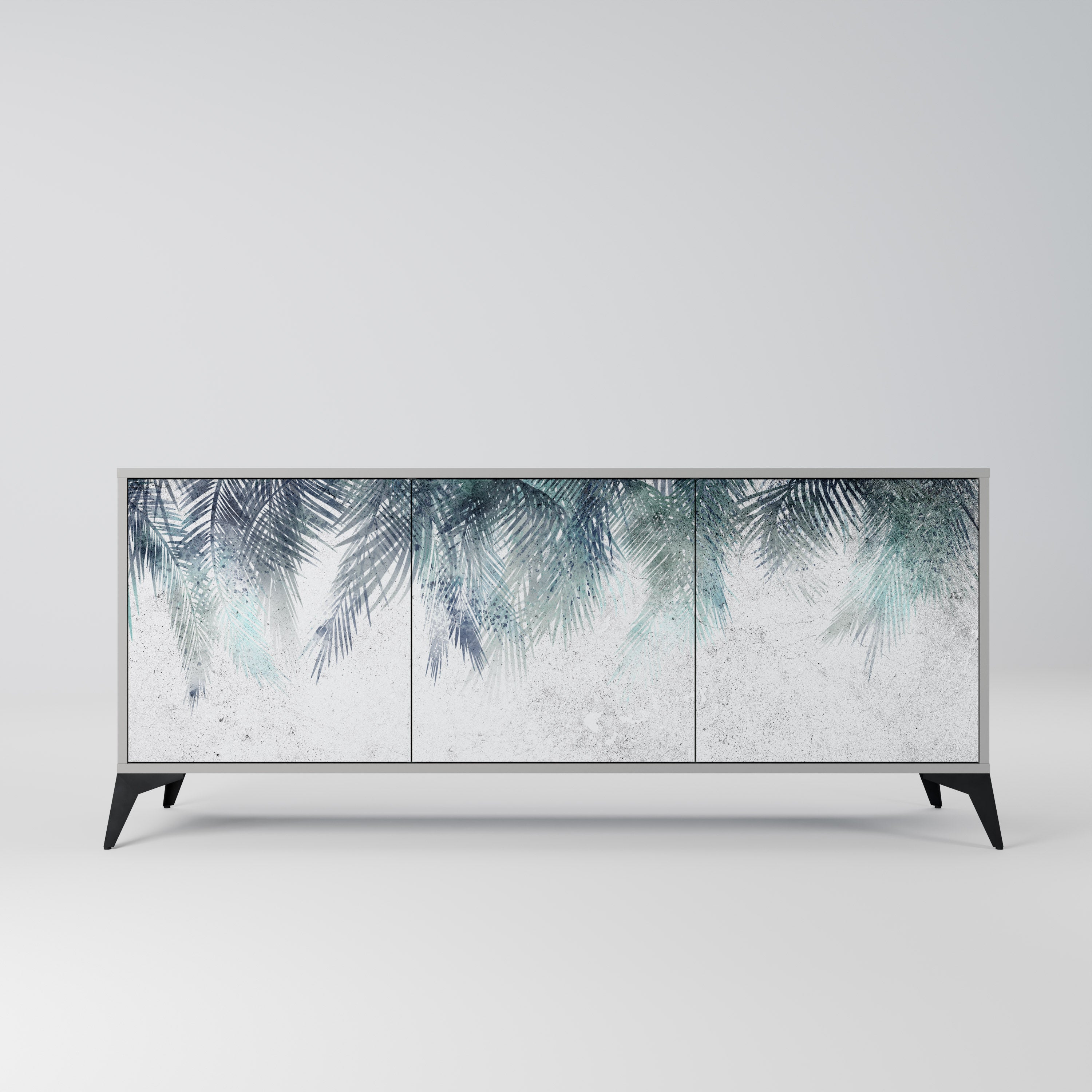Aparador PALM VEIL de 3 puertas en acabado gris