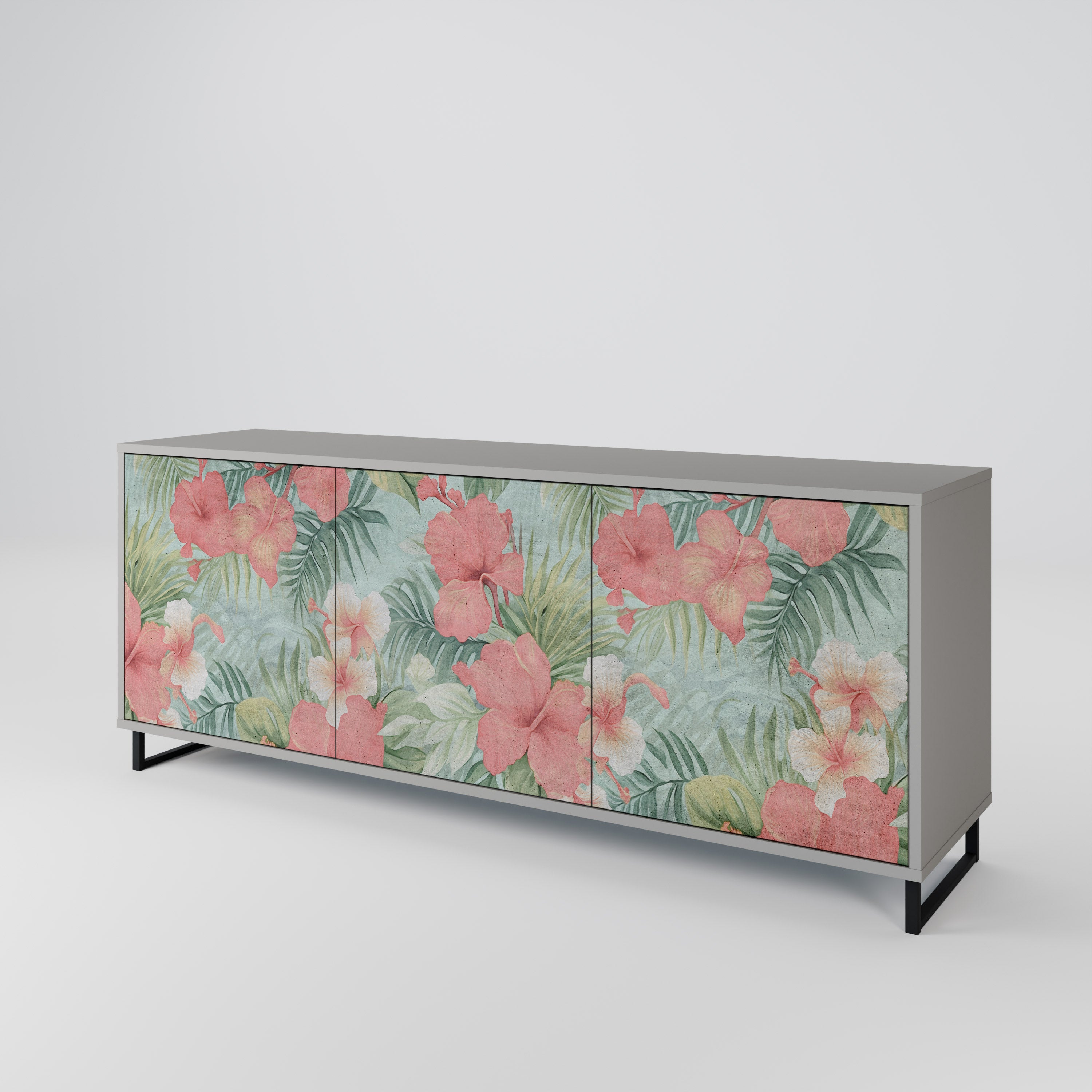 Aparador de 3 puertas HAWAIIAN SPIRIT en acabado gris