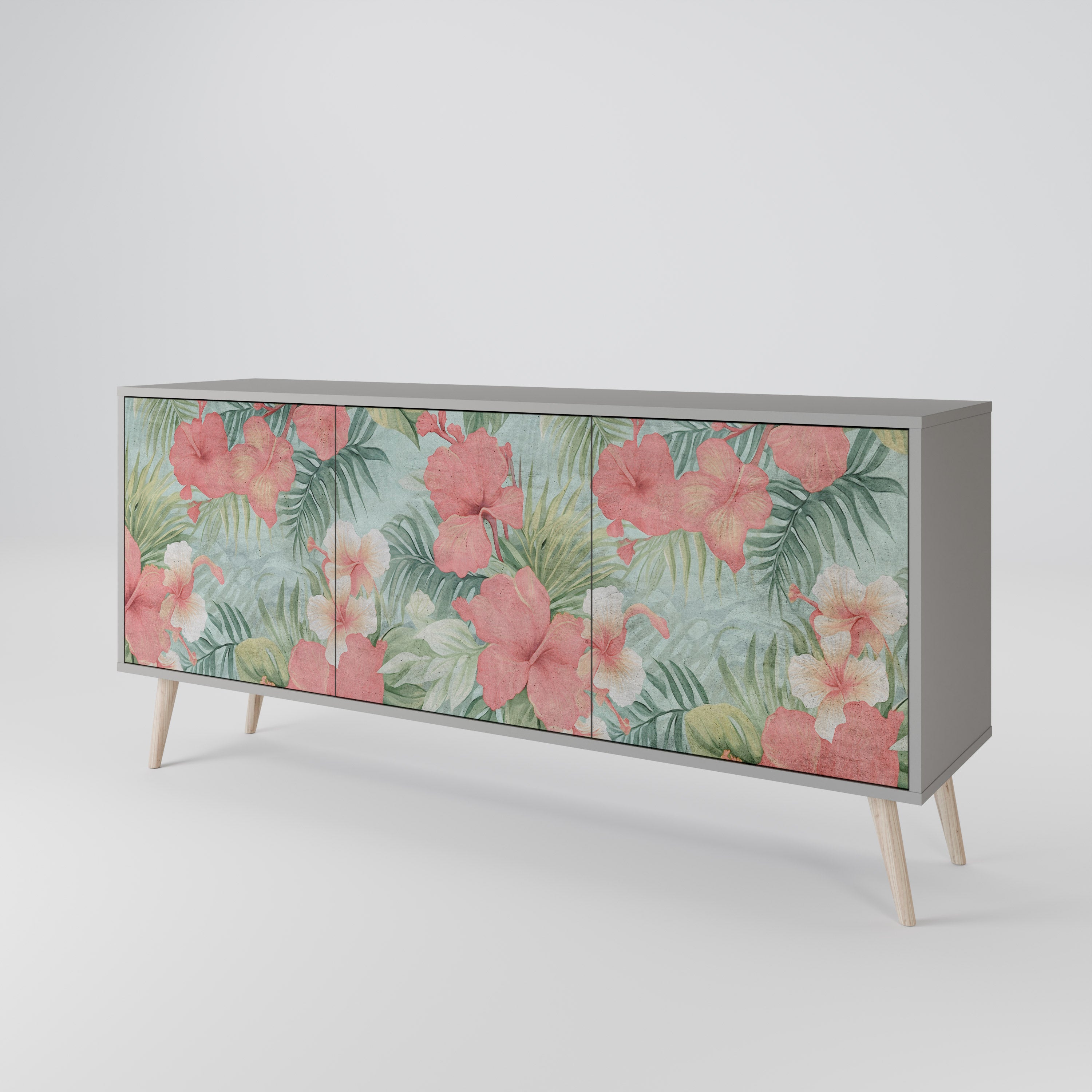 Aparador de 3 puertas HAWAIIAN SPIRIT en acabado gris