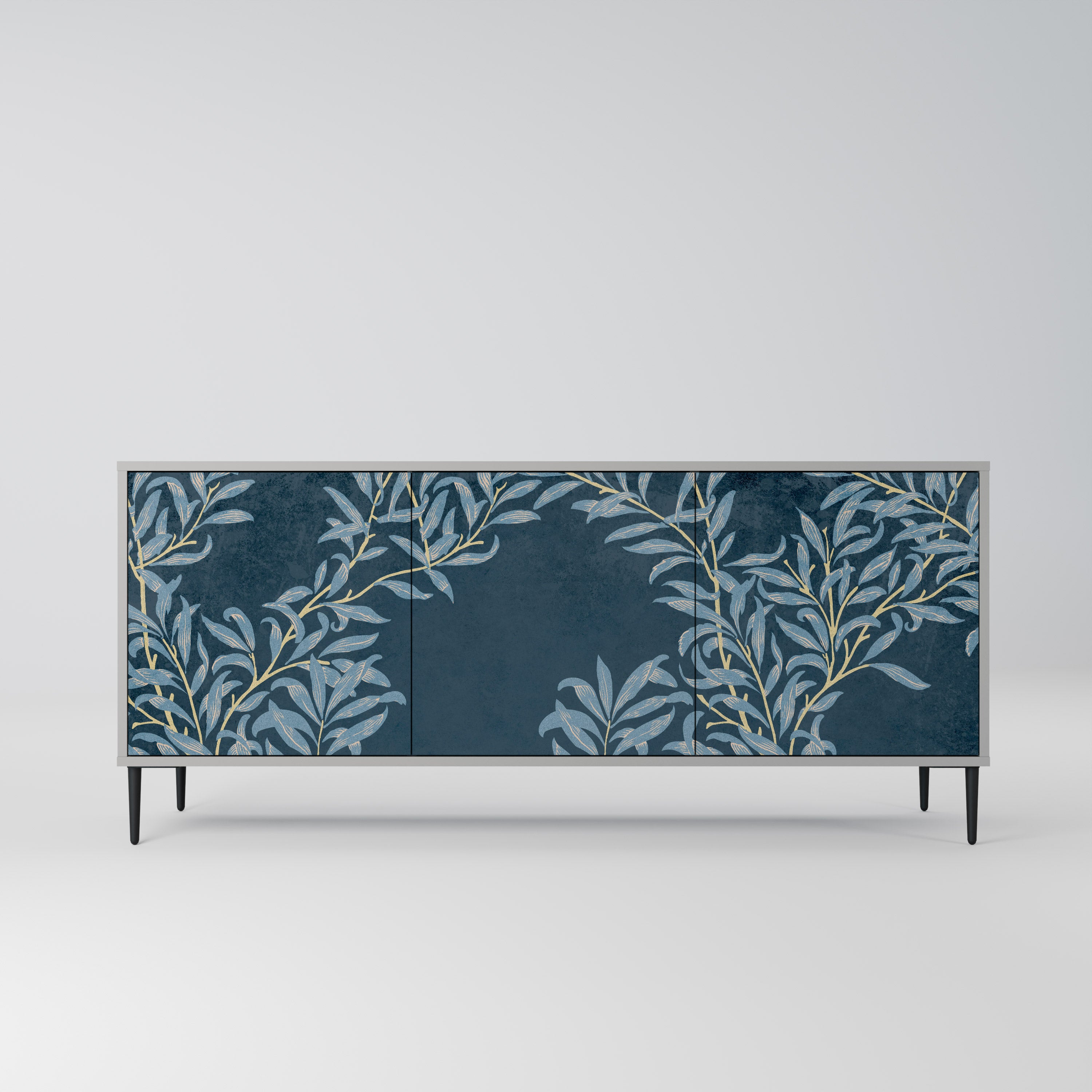 Aparador de 3 puertas BLUE LEAVES en acabado gris