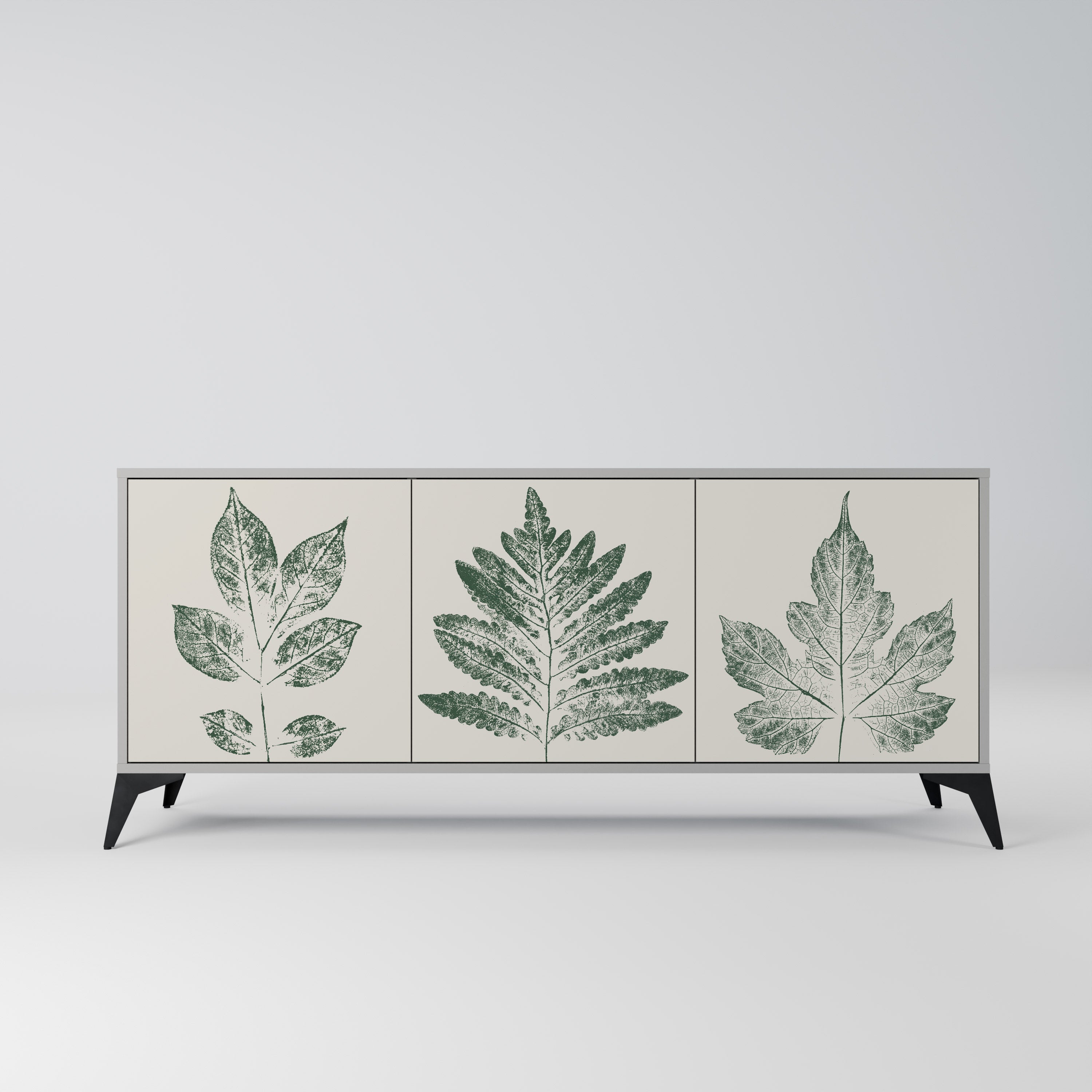 Aparador de 3 puertas GREEN LEAFY STAMPS en acabado gris